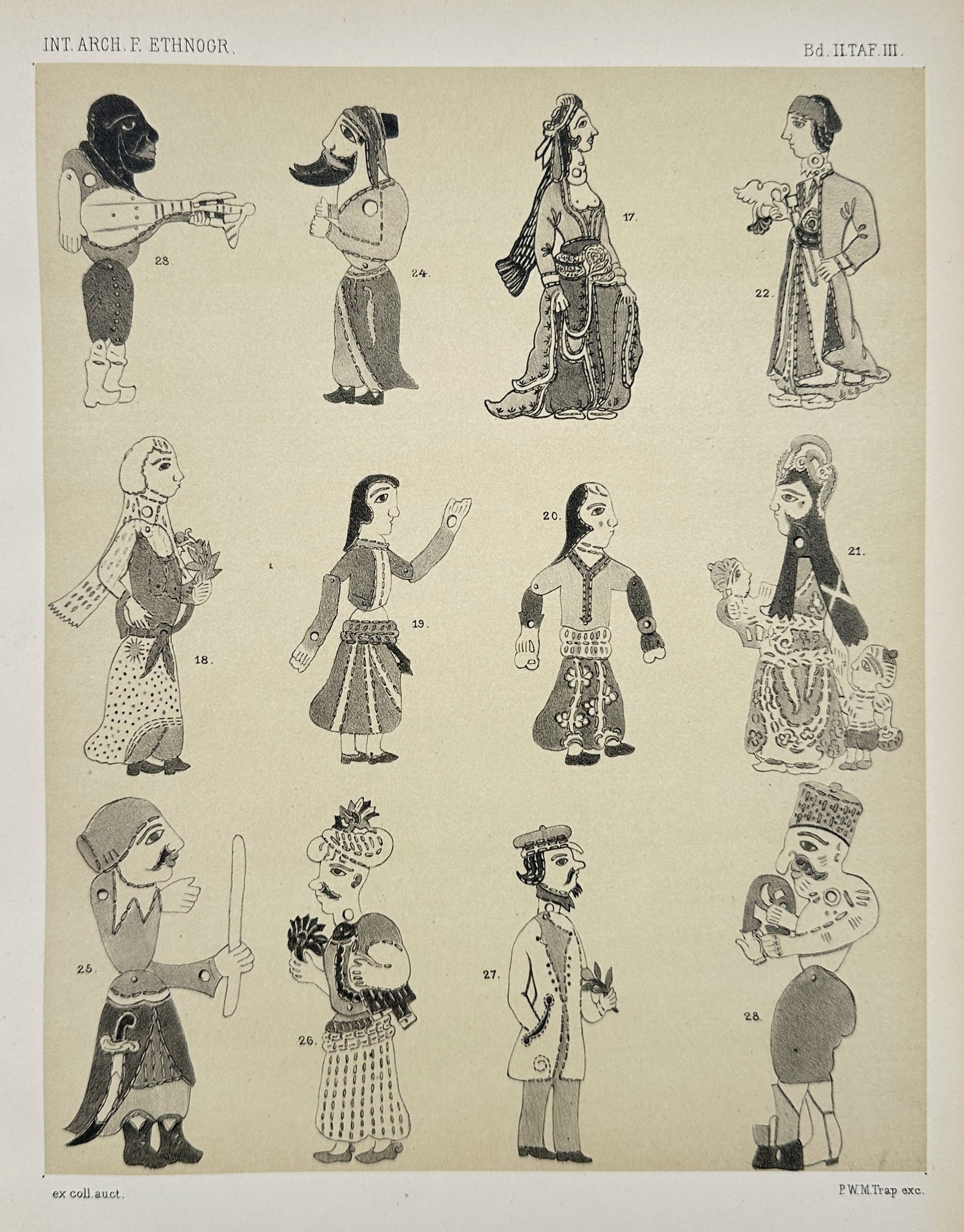 Pieter Willem Marinus Trap – Ethnographic Study of Javanese Wayang Puppets – Print (1894) (1 of 2)