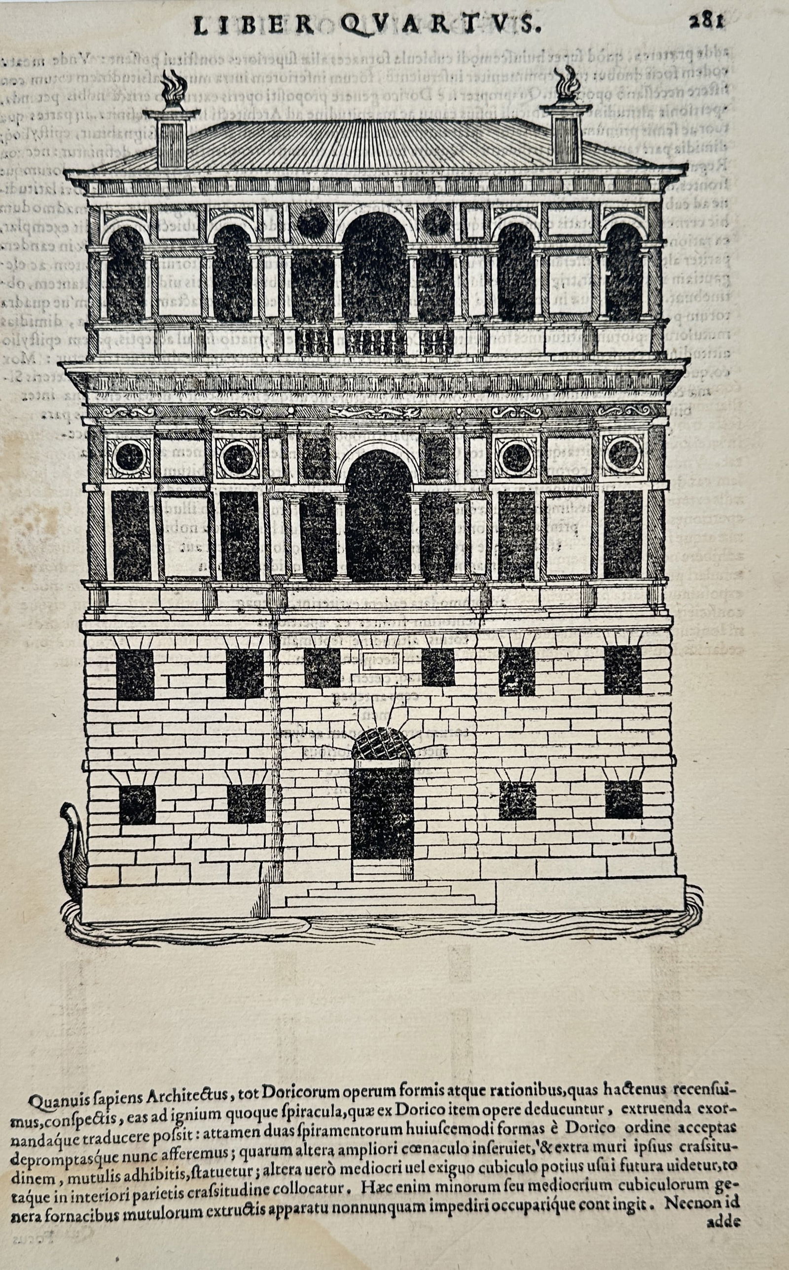 Sebastiano Serlio (1475–1554) – Architectural Facade with Doric Elements – Woodcut (1537) (1 of 2)