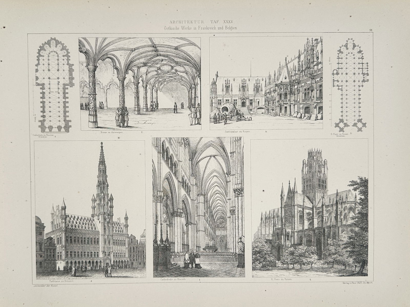 Paul Neff (Active 19th Century) – Gothic Works in France and Belgium – Lithograph (1850) (1 of 2)