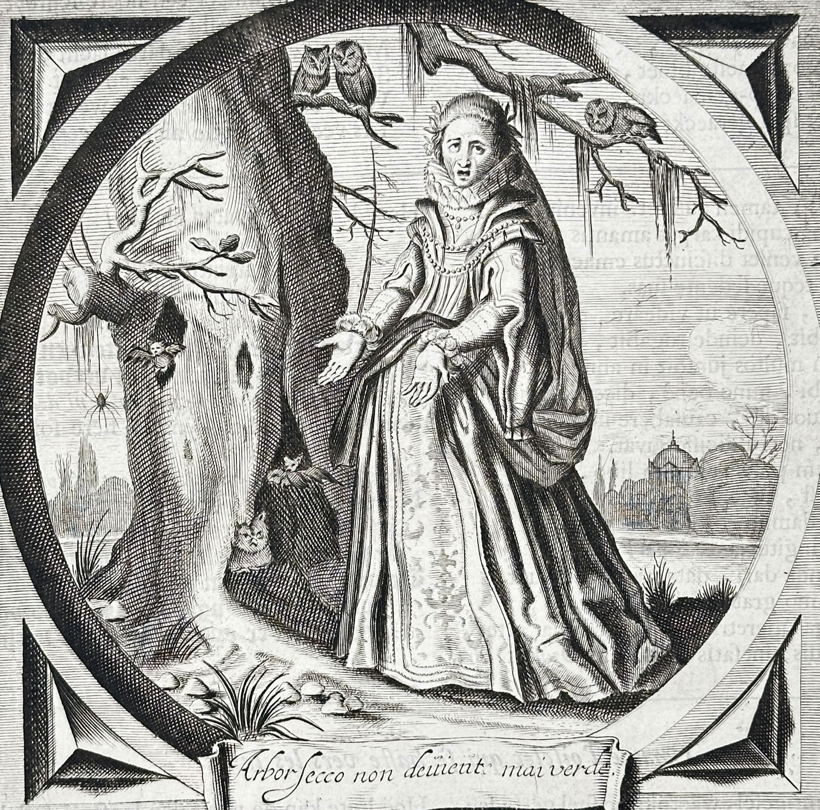 Jacob Cats (1577-1660) – The Aged Spinster – Engraving (1658) (1 of 3)