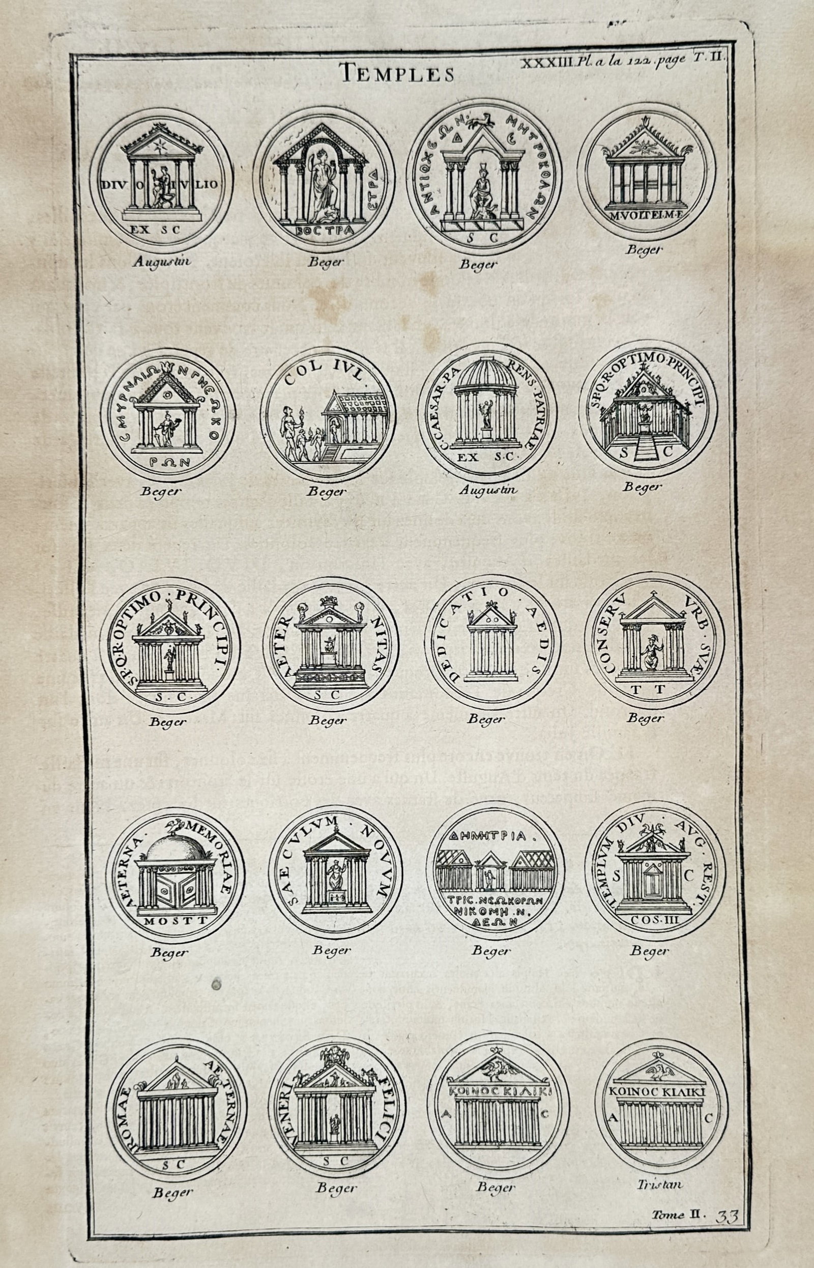 Bernard de Montfaucon – Studies of Ancient Roman Temples - Engraving (1719 –1724) (1 of 2)