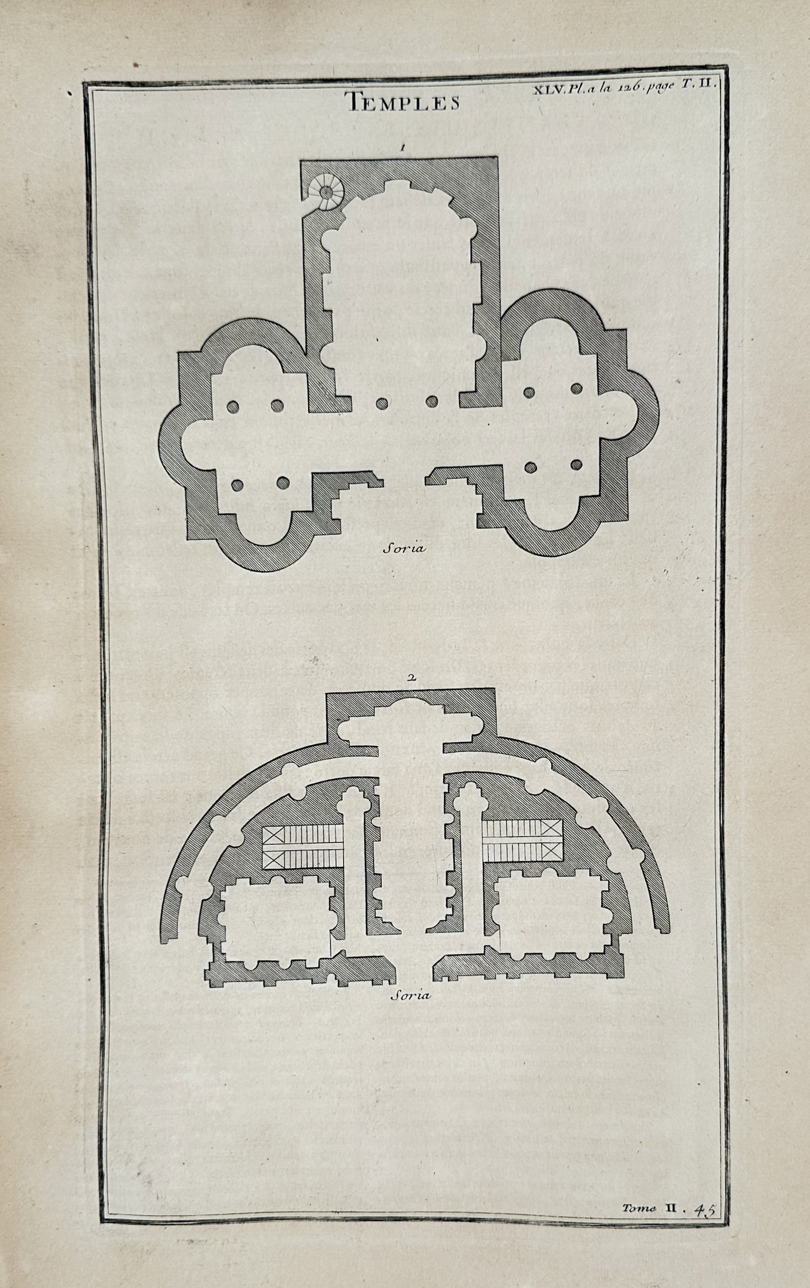 Bernard de Montfaucon – Floor Plans of Ancient Roman Temples - Engraving (1719 –1724) (1 of 2)