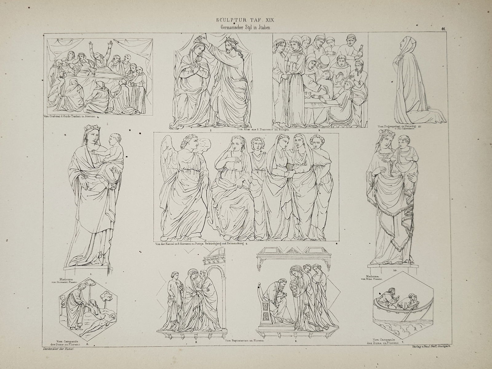 Paul Neff (19th Century) – Fourteenth Century Italian Sculptural Masterpieces – Lithograph (1 of 2)