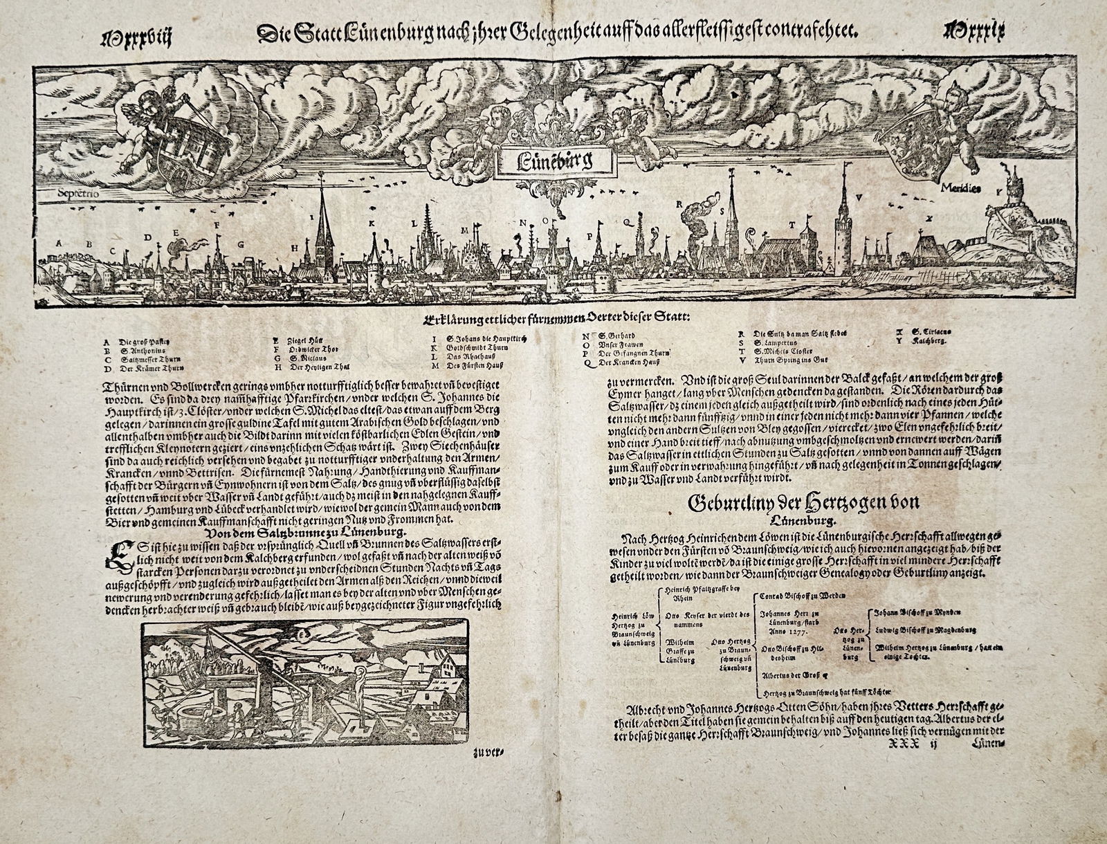 Sebastian Munster (1488-1552) – Map of Luneburg – Germany – Woodcut (1550) (1 of 2)