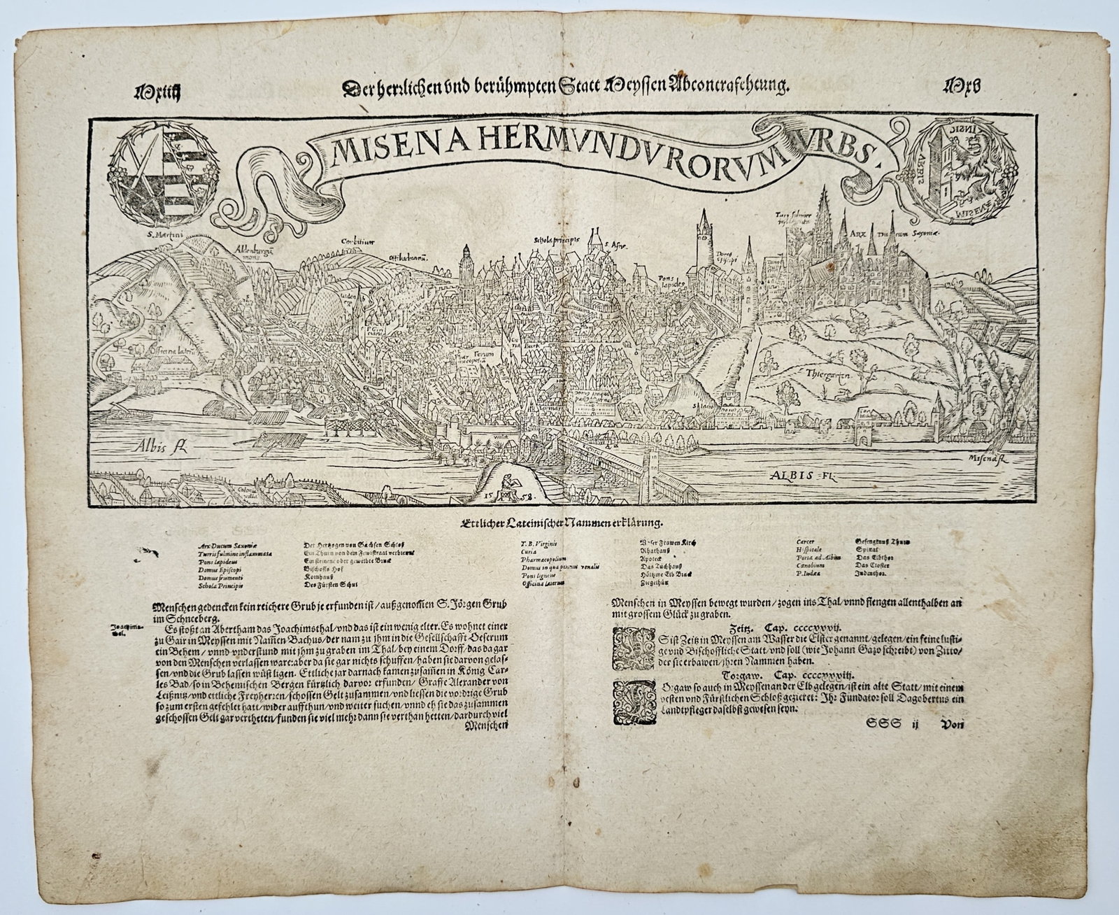 Sebastian Munster (1488-1552) – Map of Meissen – Germany – Woodcut (1550) (1 of 2)