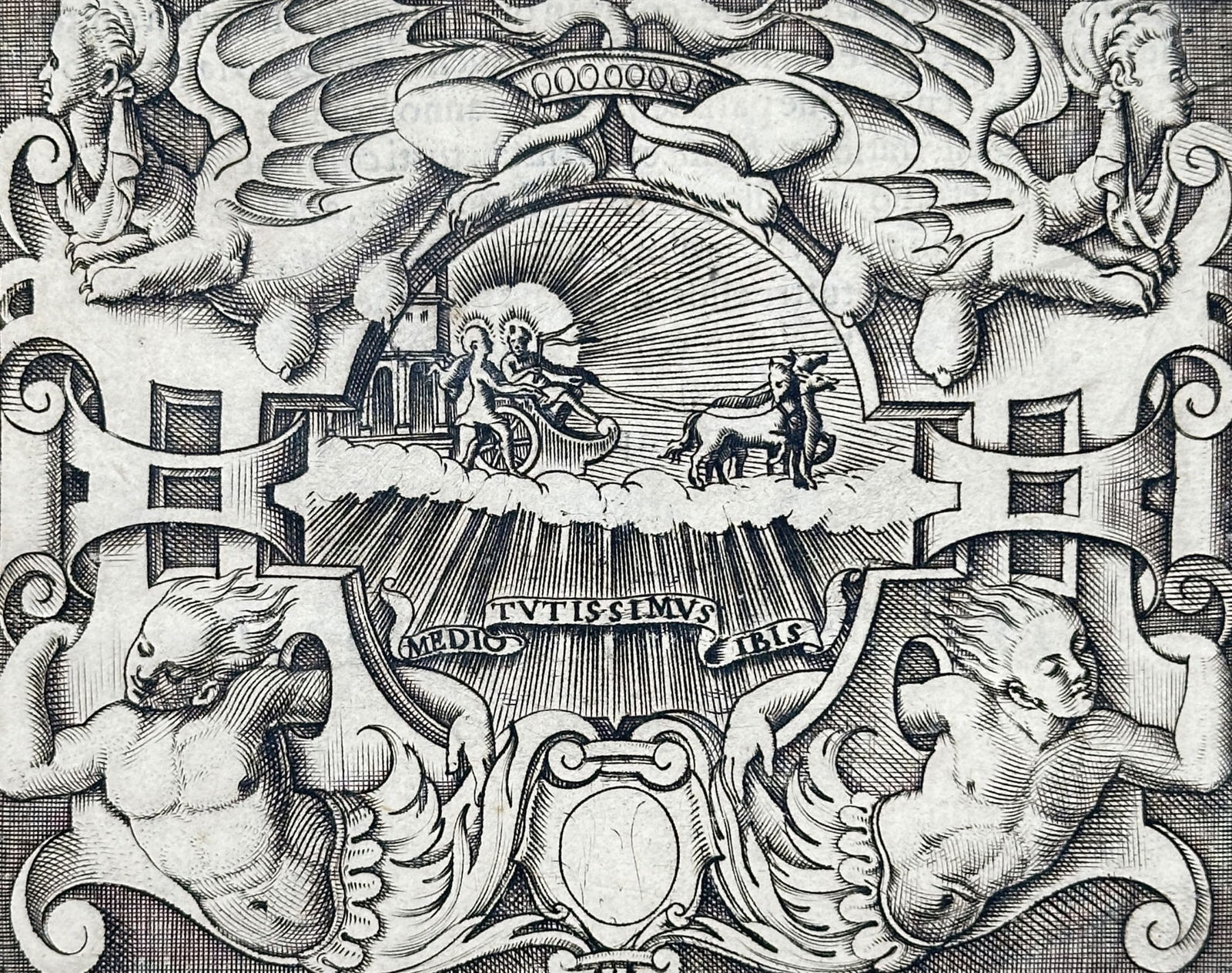 Girolamo Ruscelli (1504–1566) – Allegorical emblem of Gabriel Zaias – engraving (1572) (1 of 3)