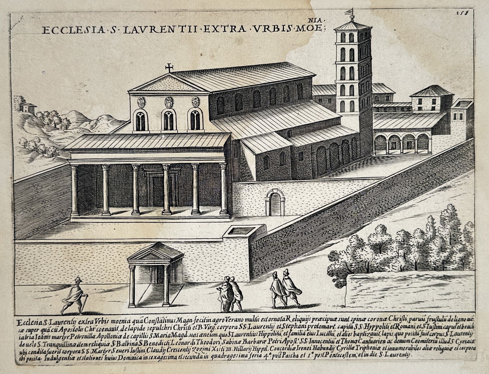 Giacomo Lauro (1550–1605) – Basilica of Saint Lawrence Outside the Walls – engraving (1 of 2)