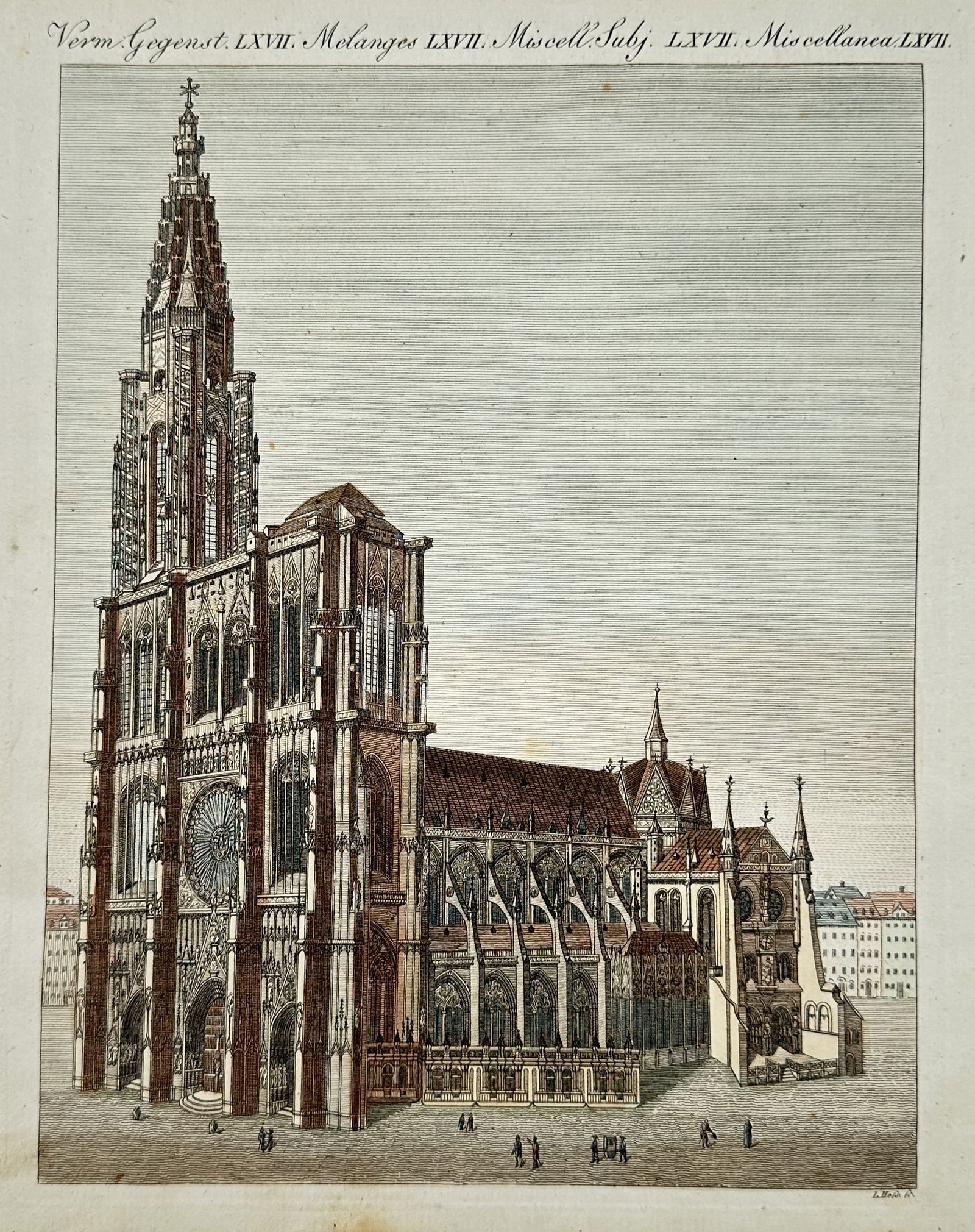 Friedrich Justin Bertuch (1747–1822) – Strasbourg Cathedral – hand-colored engraving (1 of 2)