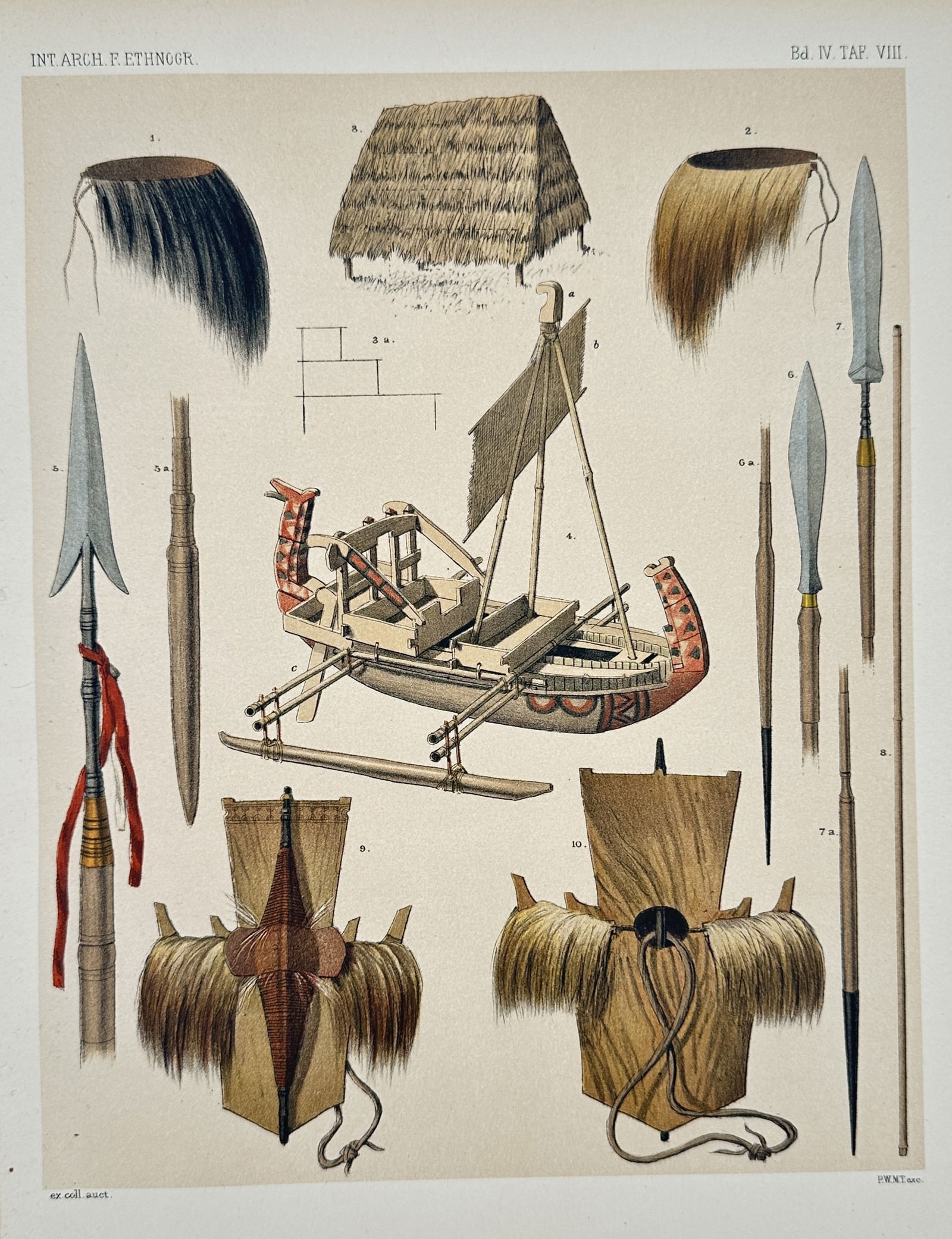 Pieter Willem Marinus Trap (1821–1905) – Melanesian Cultural Artifacts – lithograph (1 of 2)