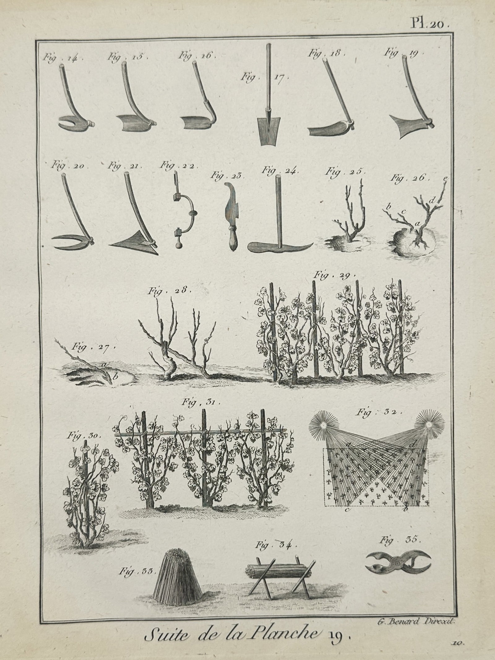 Robert Bénard – Agricultural Tools and Vine Cultivation – Engraving (1762–1777) (1 of 2)