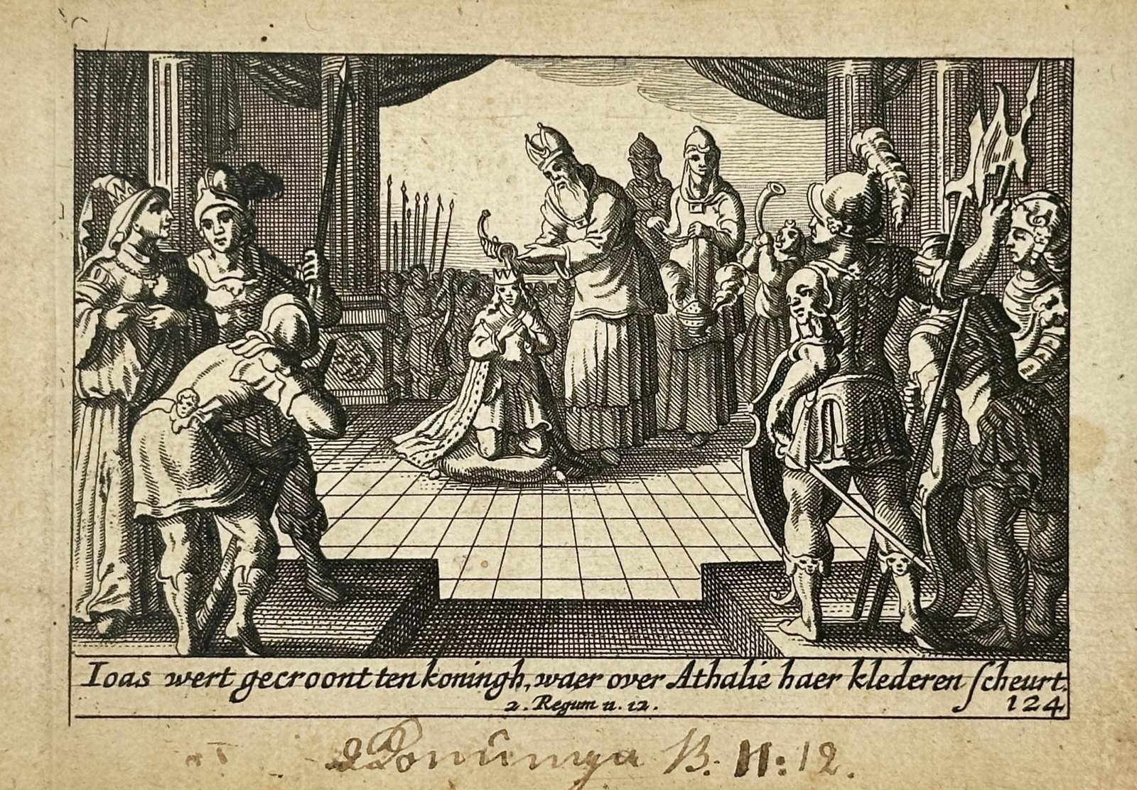 Pieter Hendricksz. Schut – Joash is Crowned King and Athaliah Rends Her Clothes – Engraving (1 of 2)