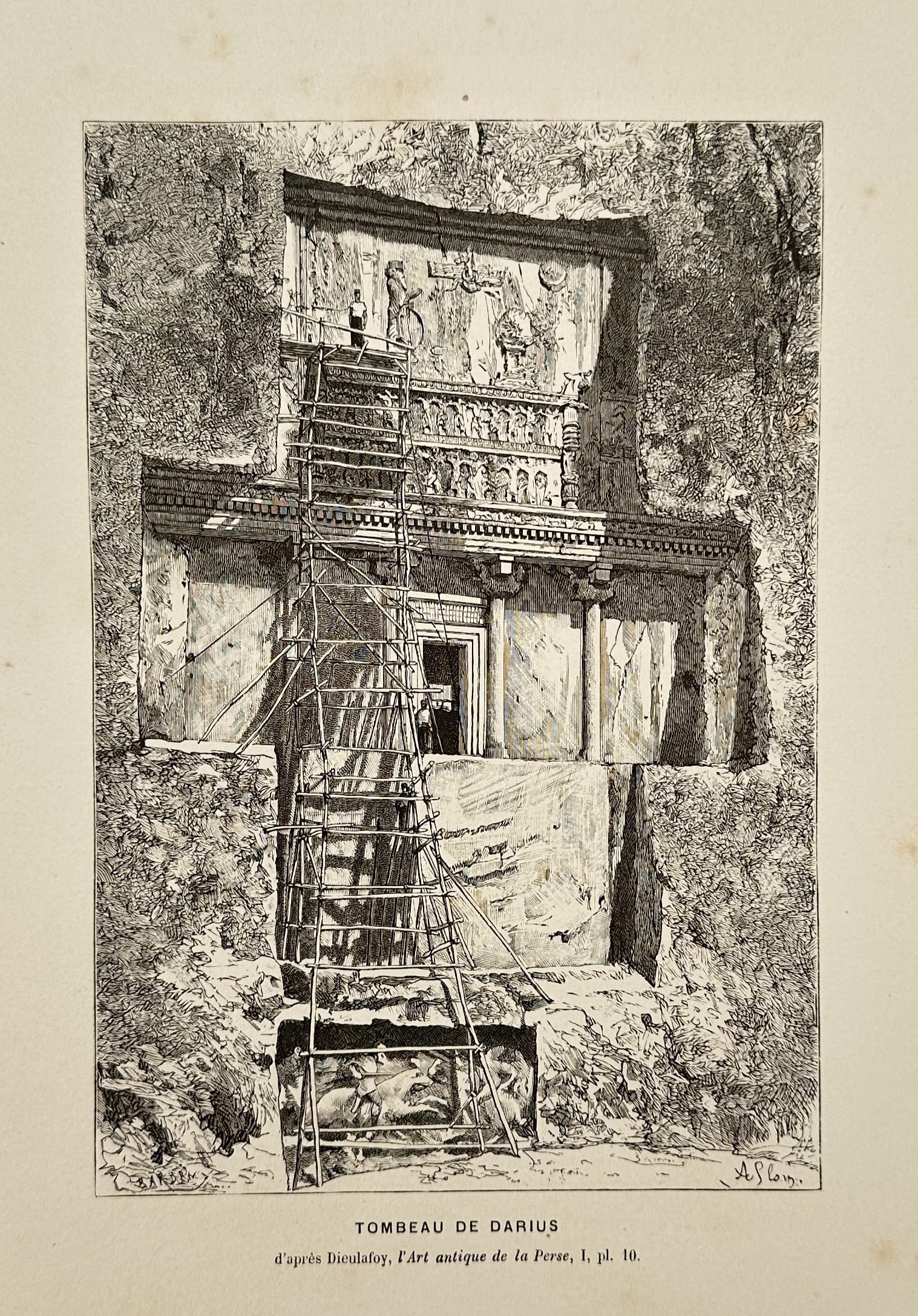 Charles Brun (1825–1908) – Tomb of Darius – Engraving (c. 1880) (1 of 2)