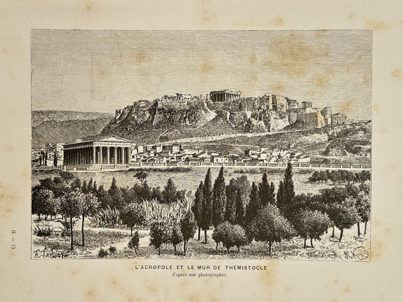 Charles Brun (1825–1908) – View of the Acropolis and the Wall of Themistocles – Greece – (1 of 2)