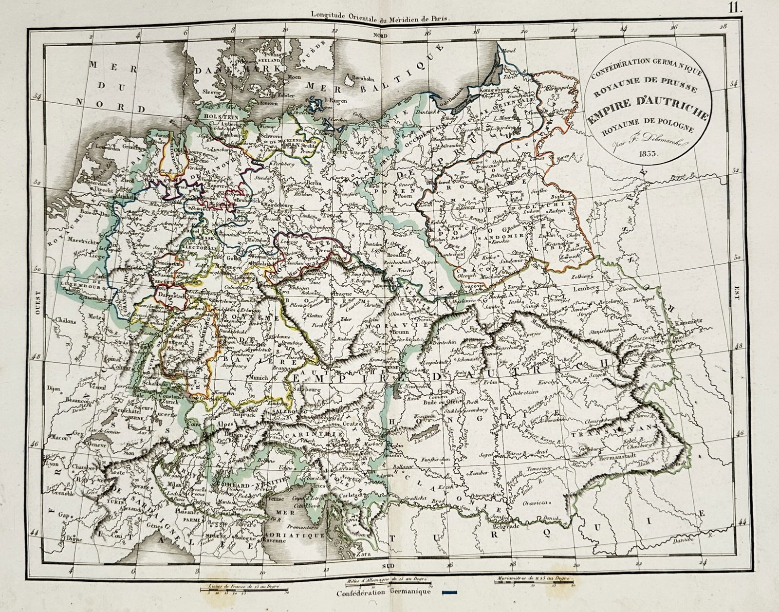 Félix Delamarche (1805–1865) – Map of the German Confederation, Kingdom of Prussia (1 of 2)