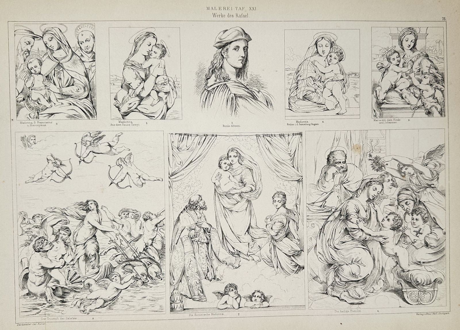Paul Neff (1804–1855) – Works of Raphael – Lithograph (c. 1840–1850) (1 of 2)