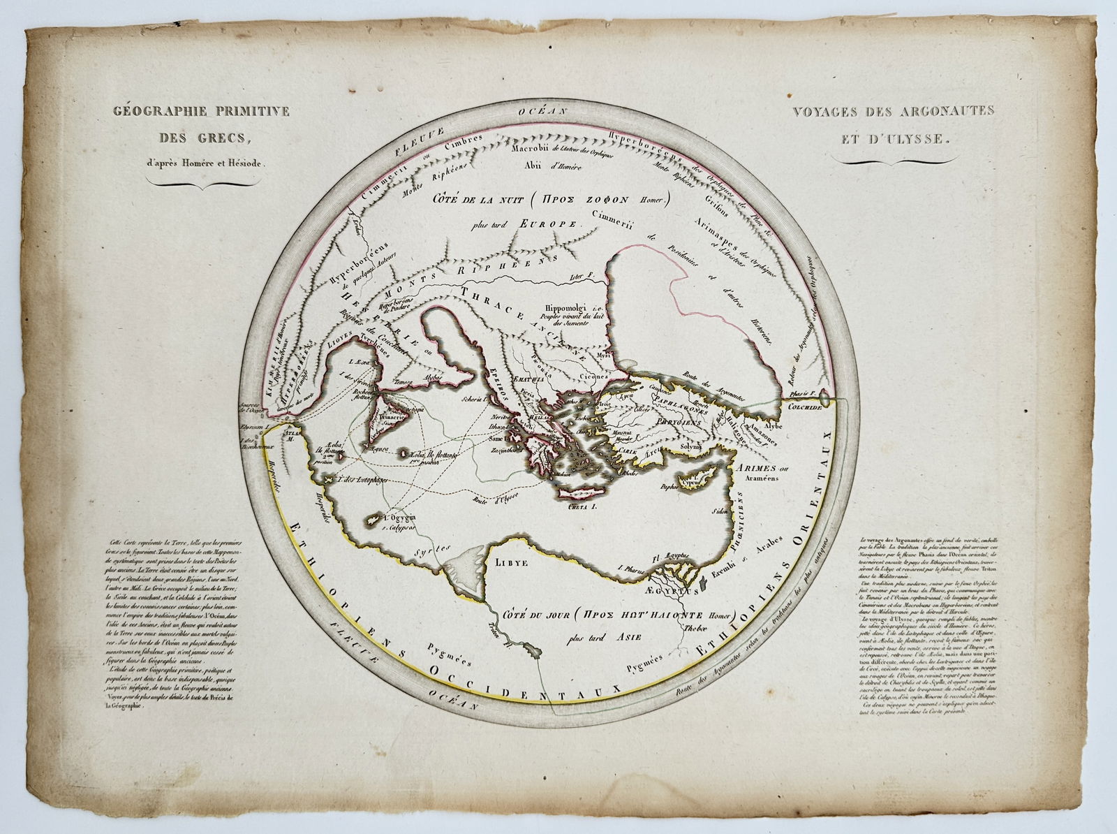 Conrad Malte-Brun (1775–1826) – Map of Worldview of the ancient Greeks – hand-colored (1 of 2)
