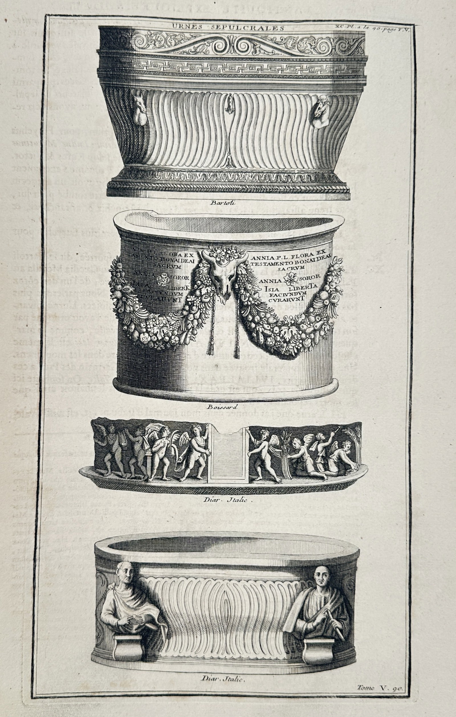 Bernard de Montfaucon (1655–1741) – Sepulchral Urns – engraving (1719) (1 of 2)