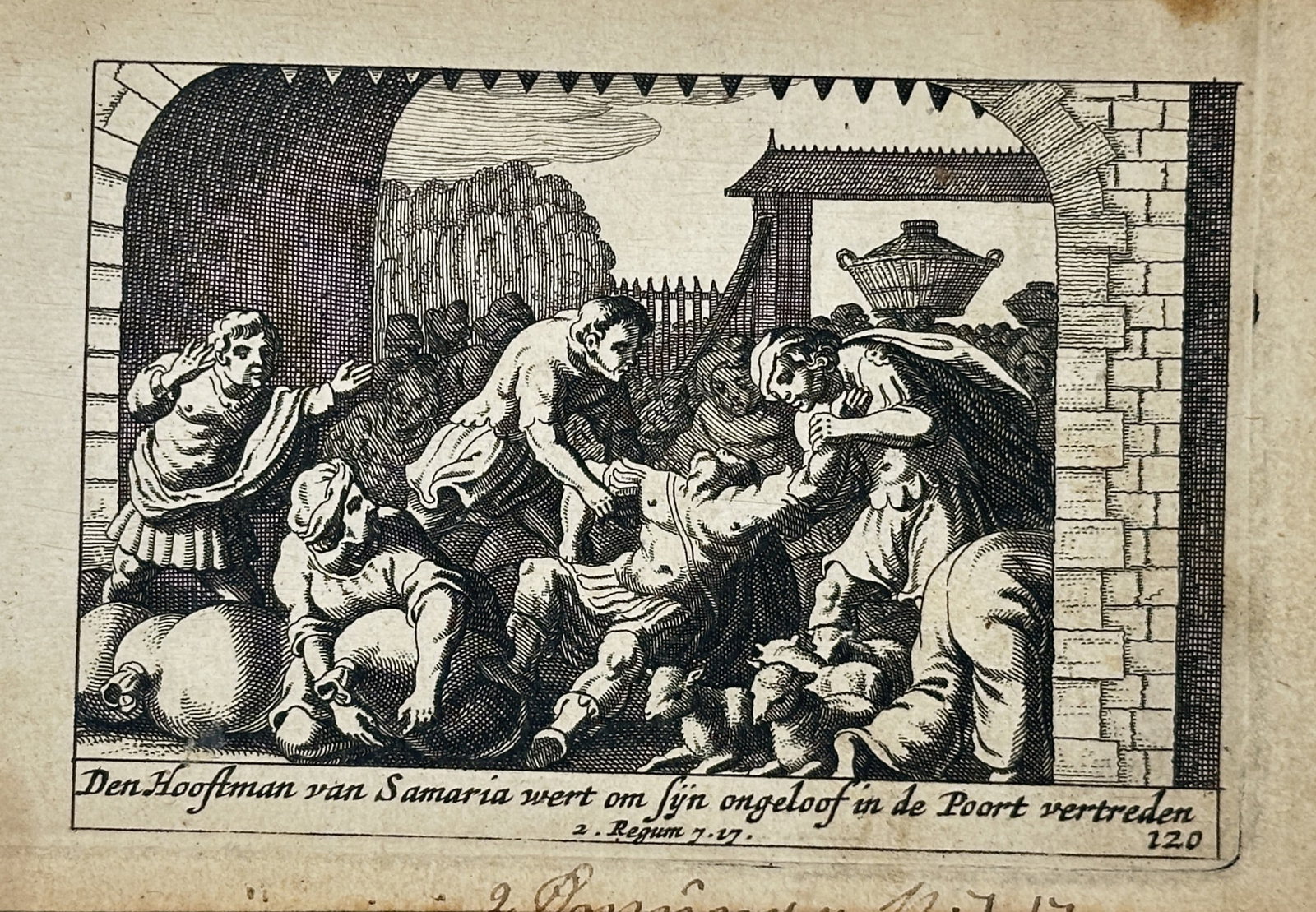Pieter Hendricksz. Schut (1618–1660) – The Captain of Samaria Trampled in the Gate – Engraving (1 of 2)