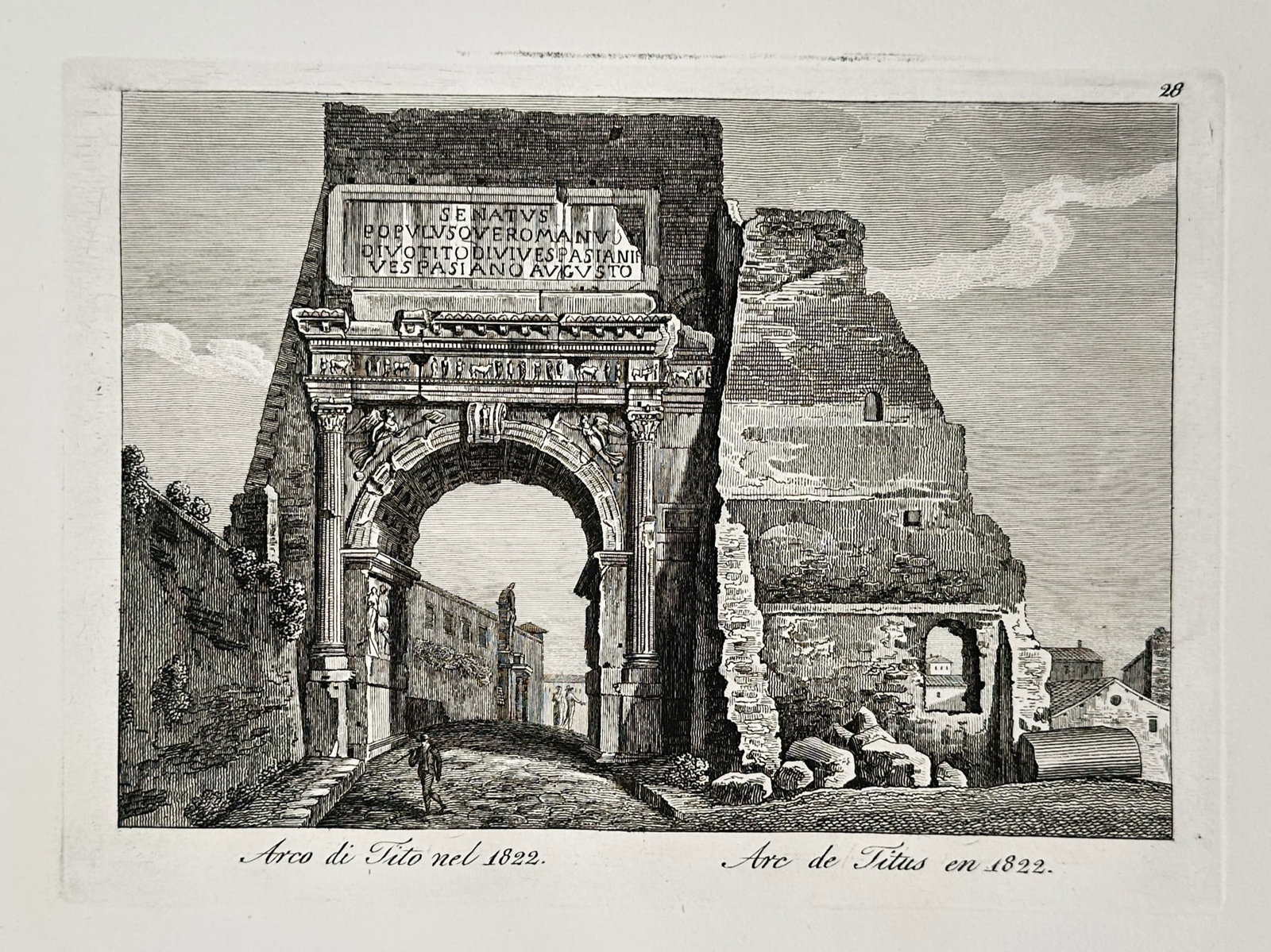 Giovanni Battista Piranesi (1720–1778) – View of the Arch of Titus in 1822 – Etching (1 of 2)