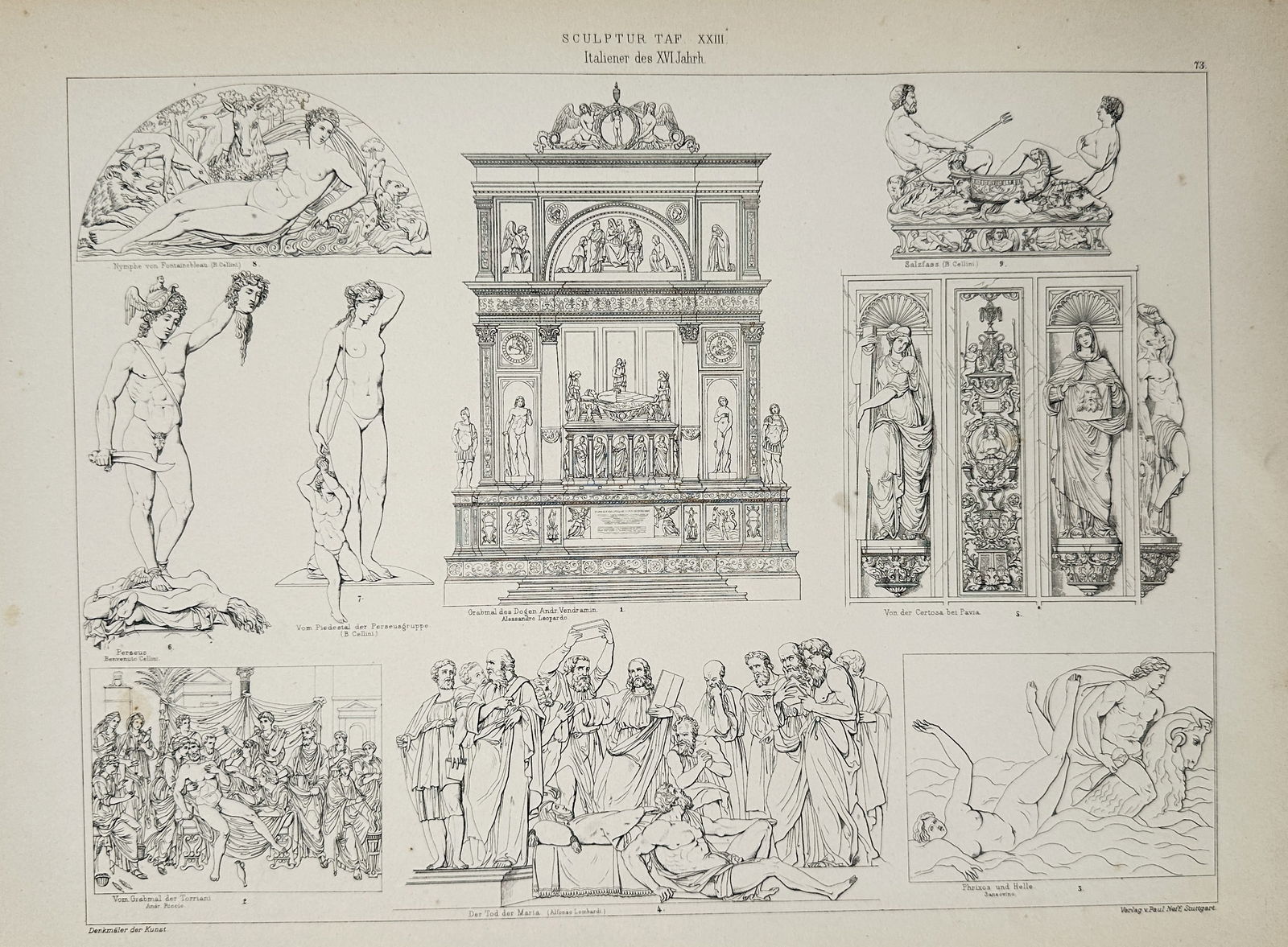 Paul Neff (active 19th Century) – Works of Italian Sculpture – Lithograph (c. 1840–1850) (1 of 2)