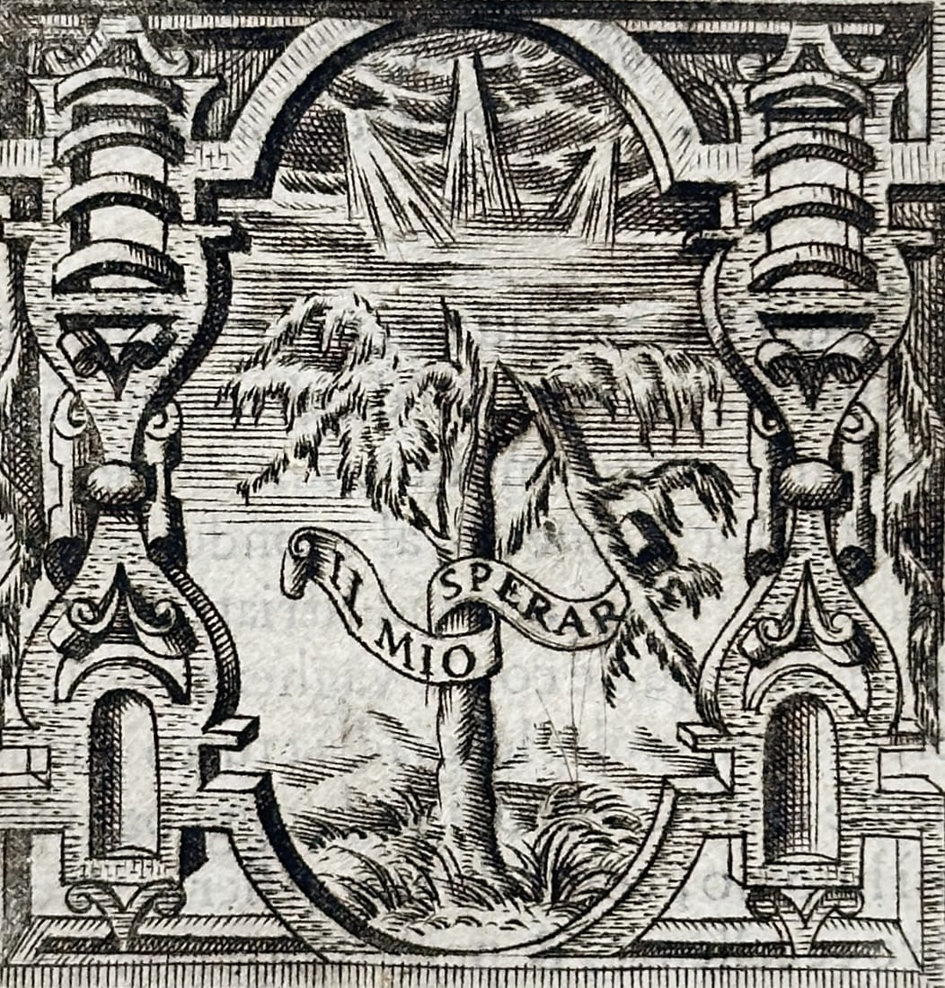 Girolamo Ruscelli (1504–1566) – Emblem of Curzio – Engraving (1566) (1 of 3)