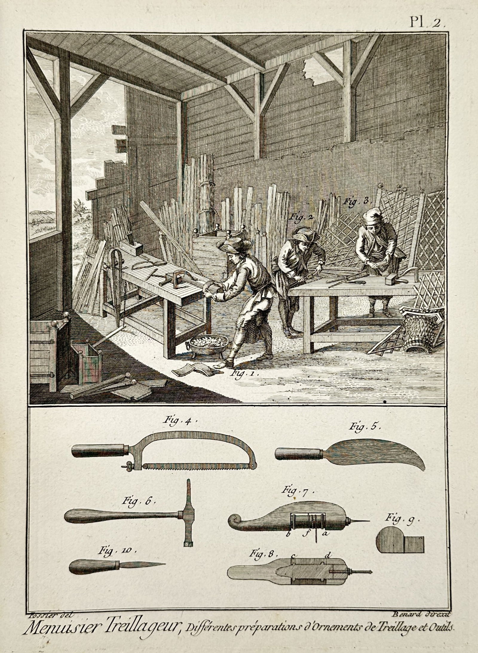 Robert Benard – Trellis Making and Joinery – Engraving (1771) (1 of 2)