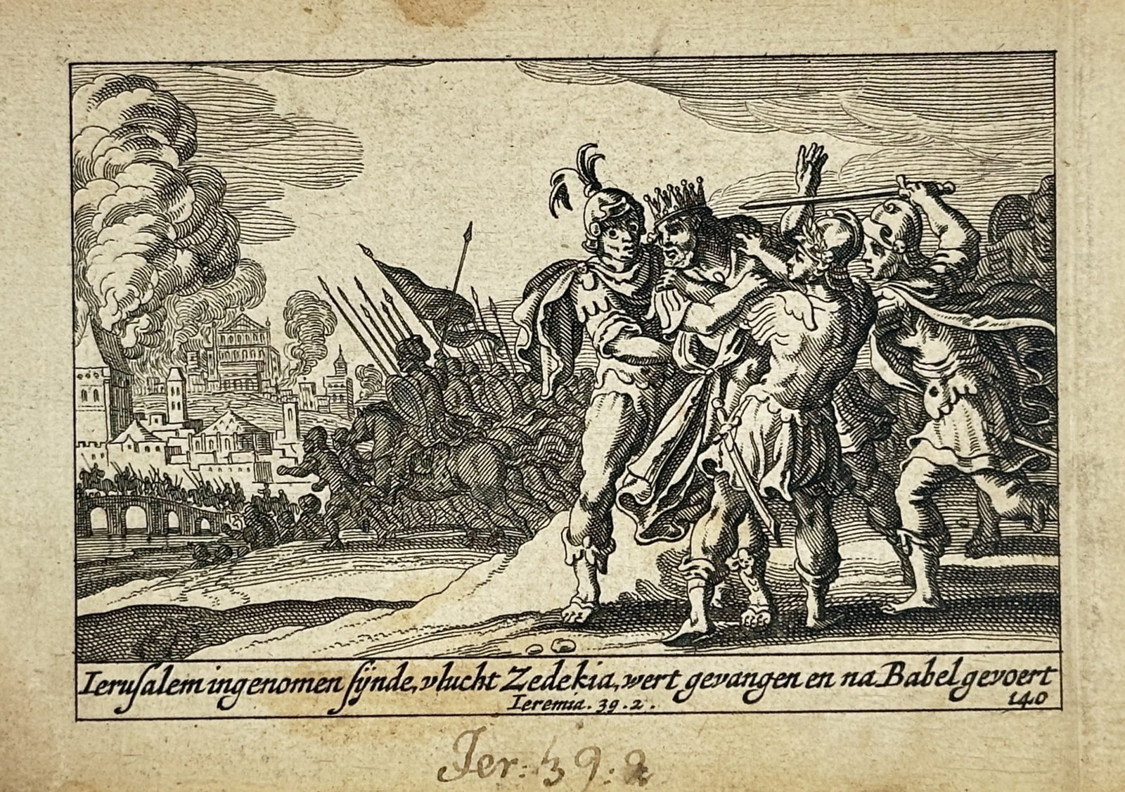 Pieter Hendriksz. Schut (1618–1660) – The Capture of Zedekiah – Engraving (17th Century) (1 of 2)