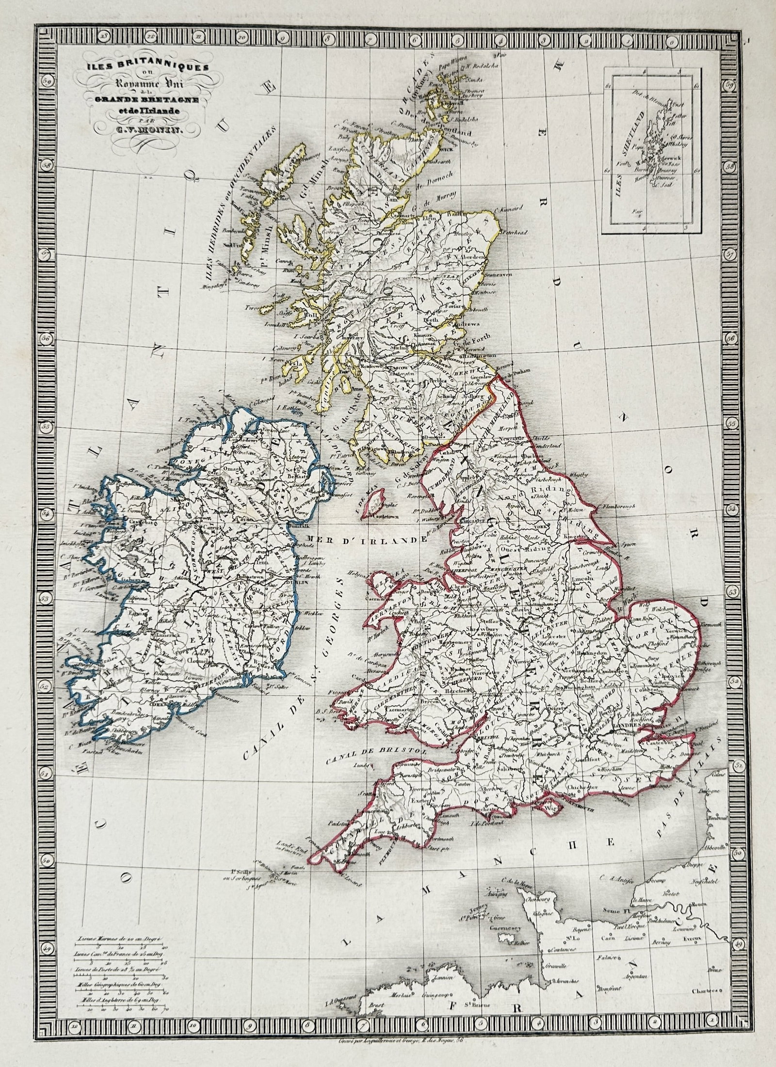 Charles V. Monin (active 1830–1880) – Map of the British Isles – United Kingdom and Ireland (1 of 2)