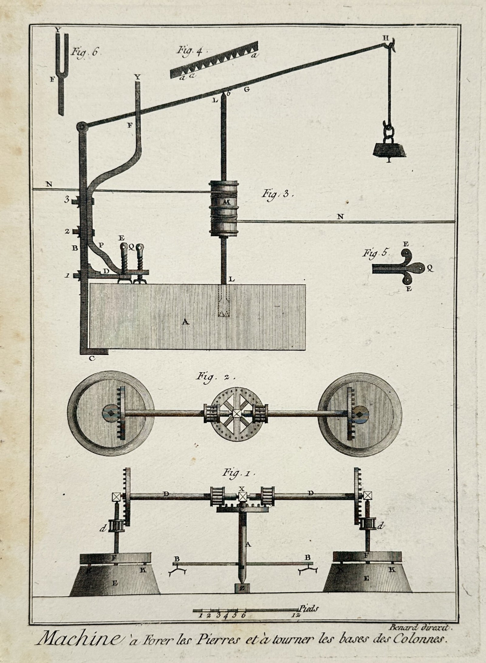 Robert Benard (1734–1777) – Technical Machinery for Boring Stone and Turning Column Bases (1 of 2)