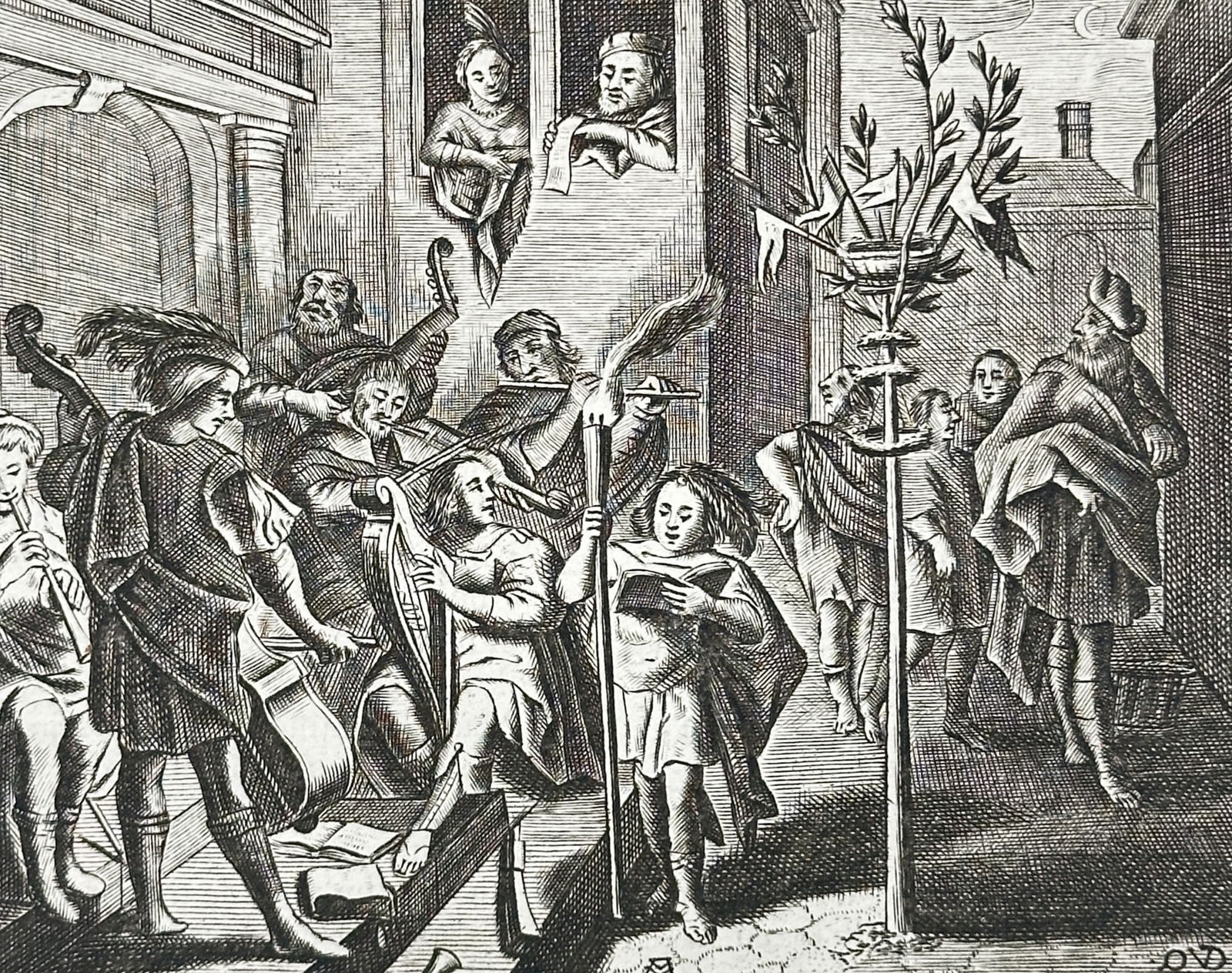 Jacob Cats (1577–1660) – Scene of an Elderly Man's Courtship (Oude Mans Vryagie) – Woodcut (1 of 3)