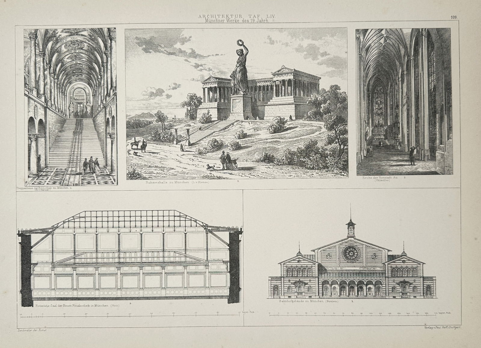Paul Neff (1804–1855) – Architectural Landmarks of Munich – Lithograph (1880) (1 of 2)