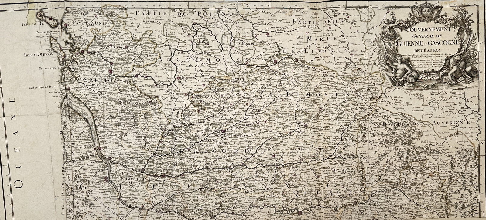 Bernard-Antoine Jaillot – Map of the General Government of Guienne and Gascogne – France (1 of 2)