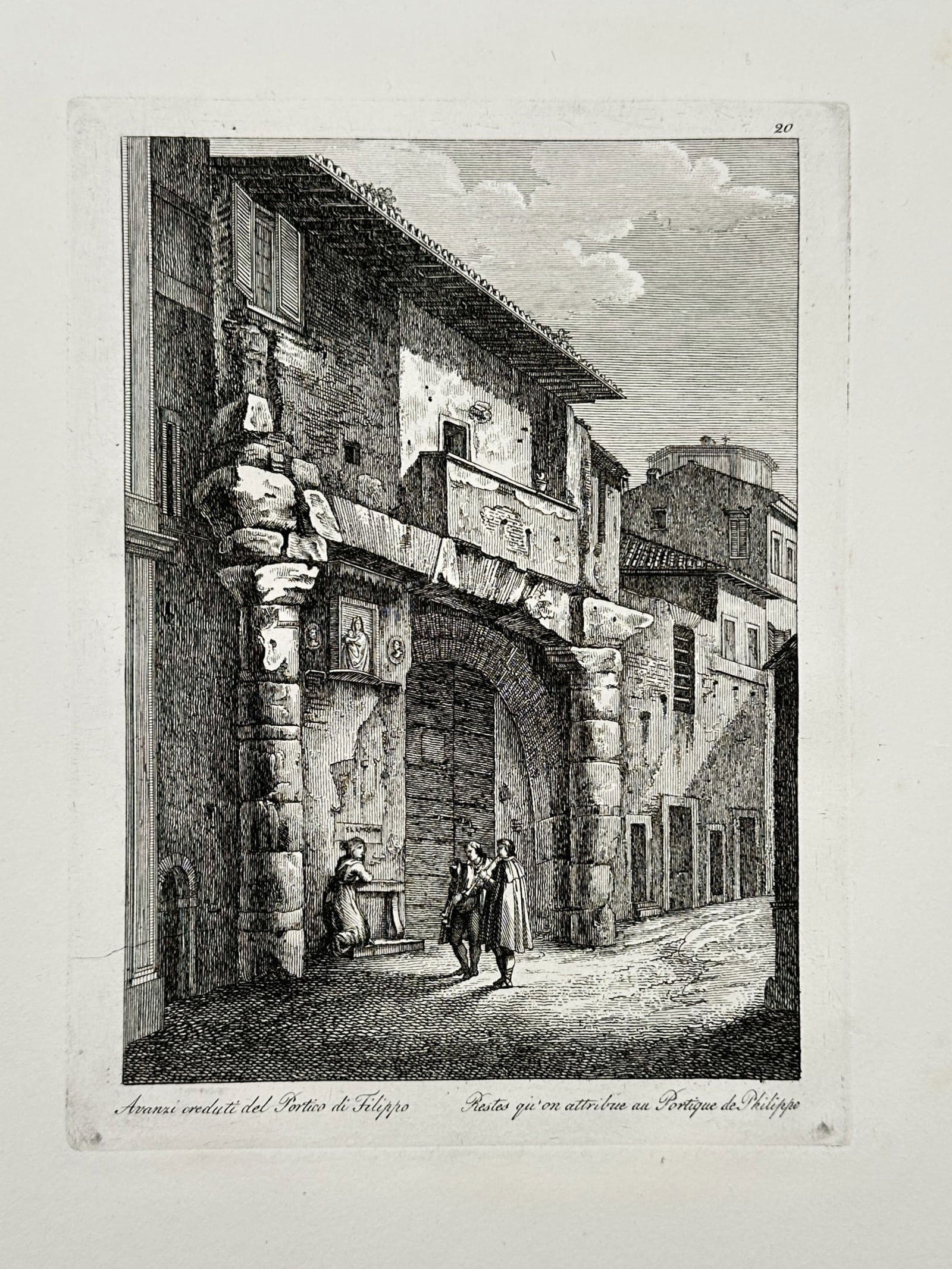 Giovanni Maria Cassini (1745–1824) – View of the Portico of Philippus – Rome, Italy – (1 of 2)