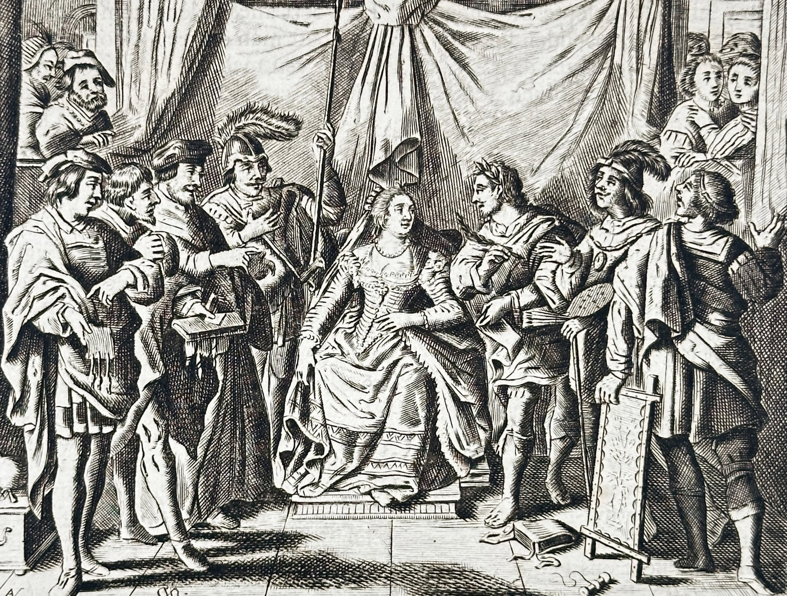 Jacob Cats (1577–1660) – The Suitor’s Visit to Rhodope – Woodcut (1658) (1 of 3)