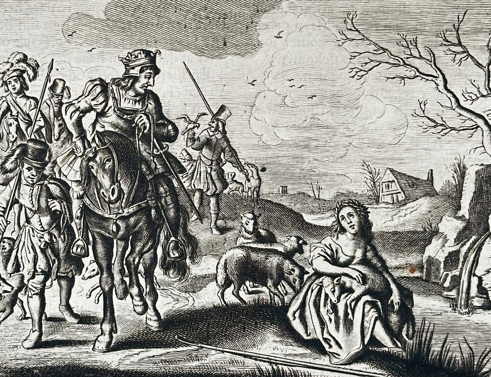 Jacob Cats (1577–1660) – The Shepherdess and the Suitors – Woodcut (1658) (1 of 3)