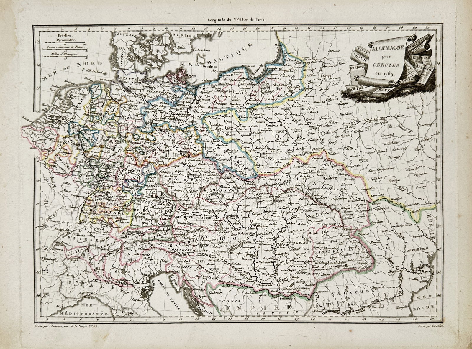 Conrad Malte-Brun (1775–1826) – Map of the Confederation of the Rhine – Germany – Engraving (1 of 2)