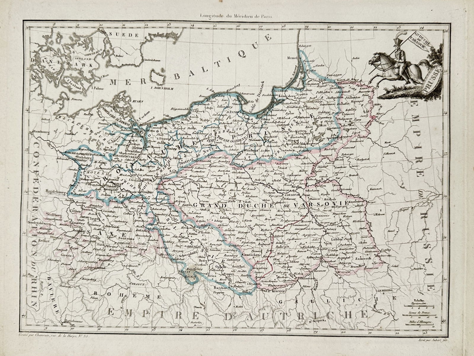 Conrad Malte-Brun (1775–1826) – Map of the Grand Duchy of Warsaw – Poland – Engraving (1 of 2)