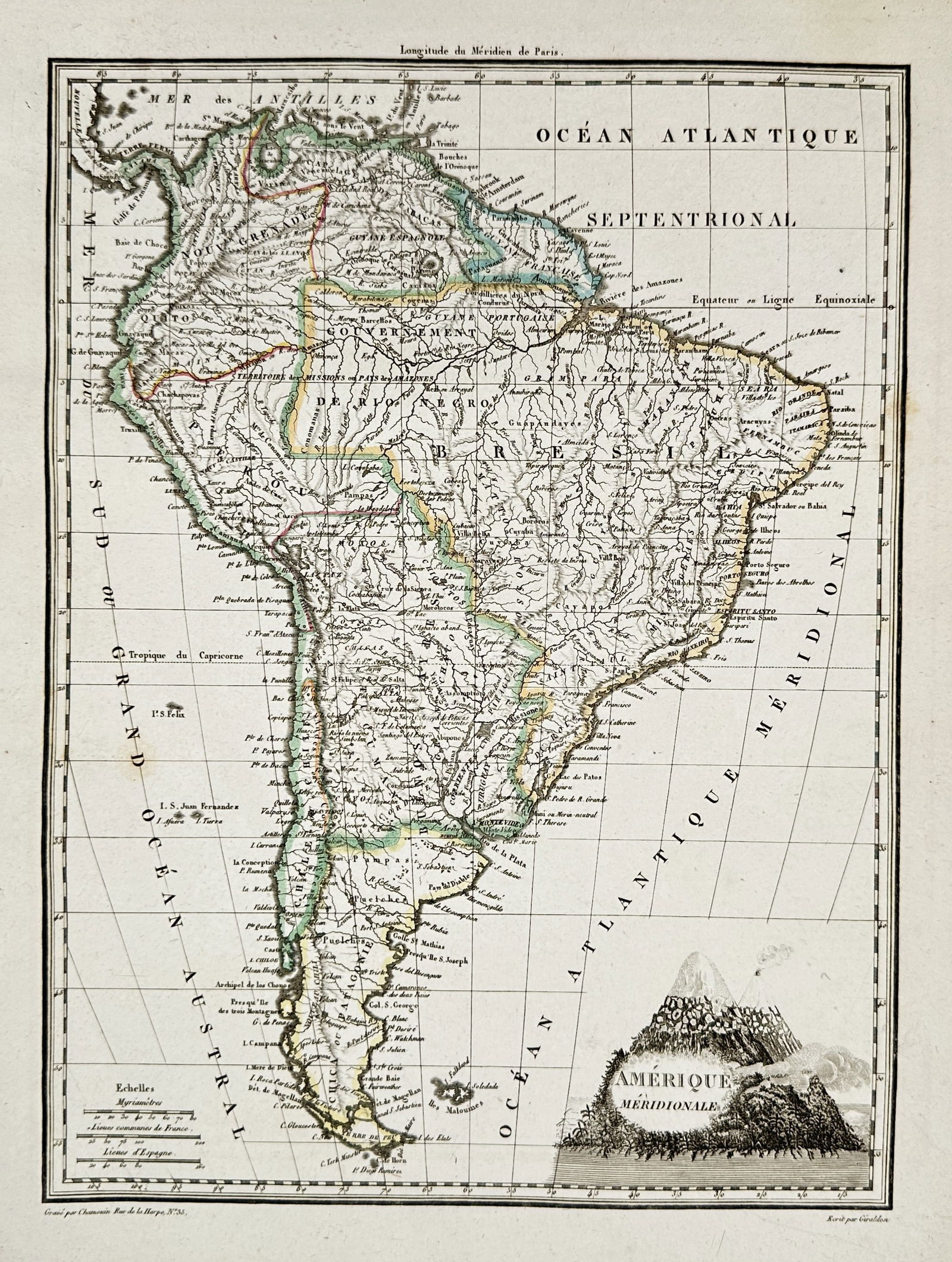 Conrad Malte-Brun (1775–1826) – Map of South America – South America – Engraving (1 of 2)