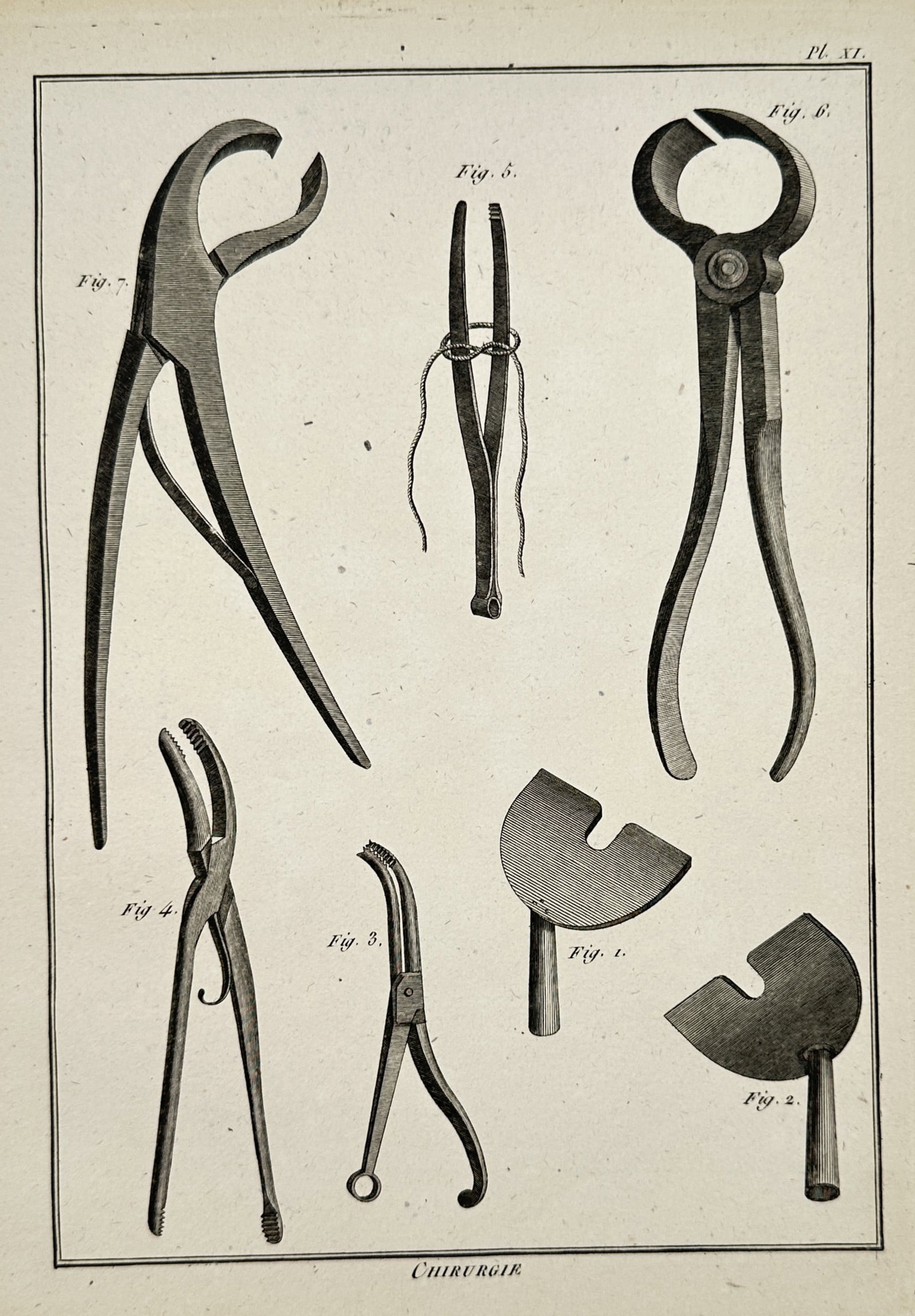 Robert Benard (1734–1777) – Study of Surgical Forceps and Cranial Instruments – Engraving (1 of 2)
