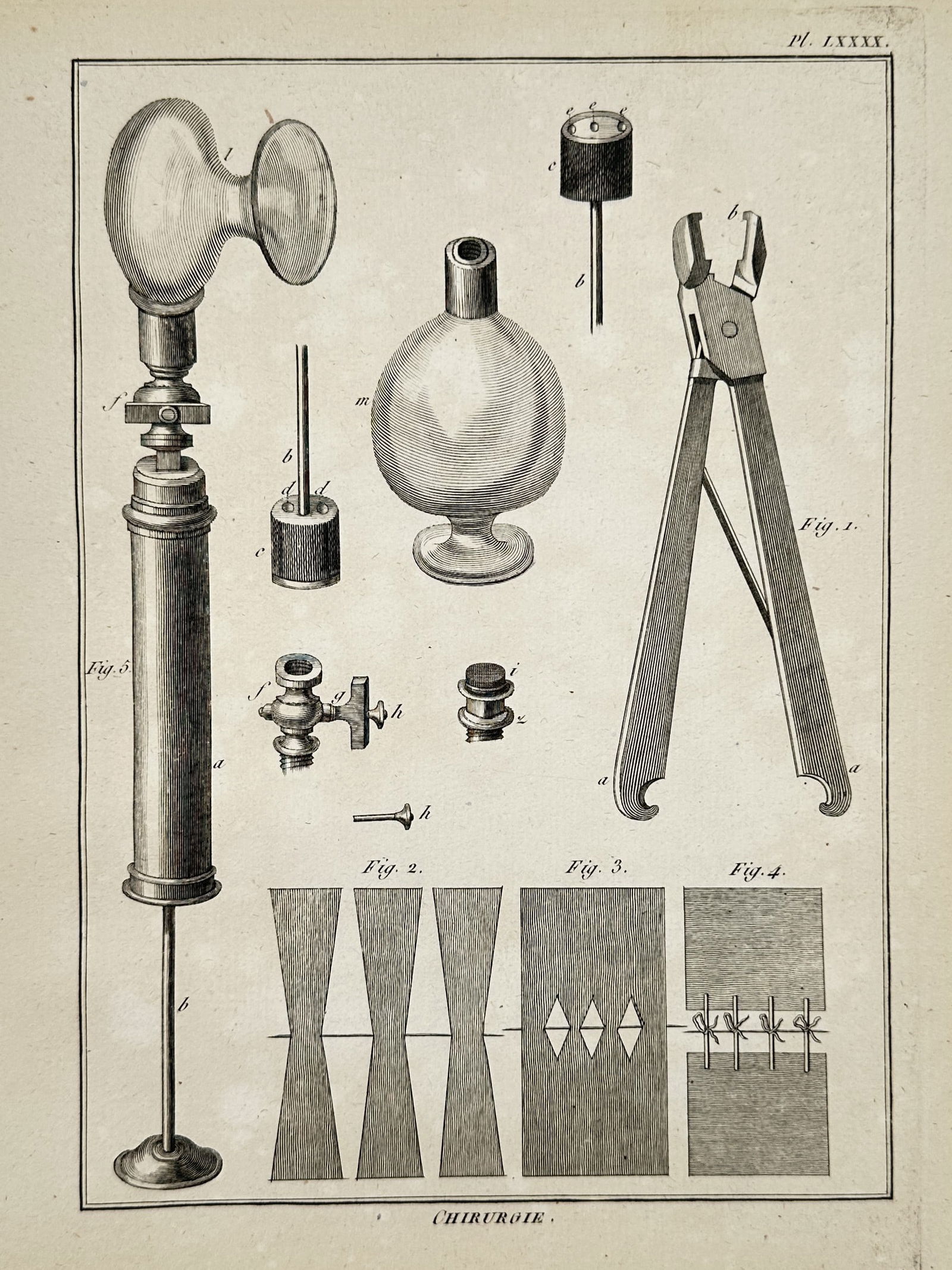 Robert Benard (1734–1777) – Study of Surgical Cupping and Suture Instruments – Engraving (1 of 2)