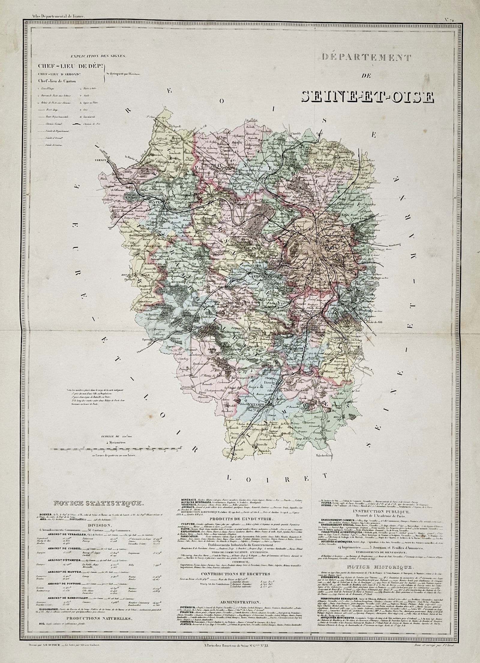 Alexandre Vuillemin (1812–1880) – Map of the Department of Seine-et-Oise – France (1 of 2)