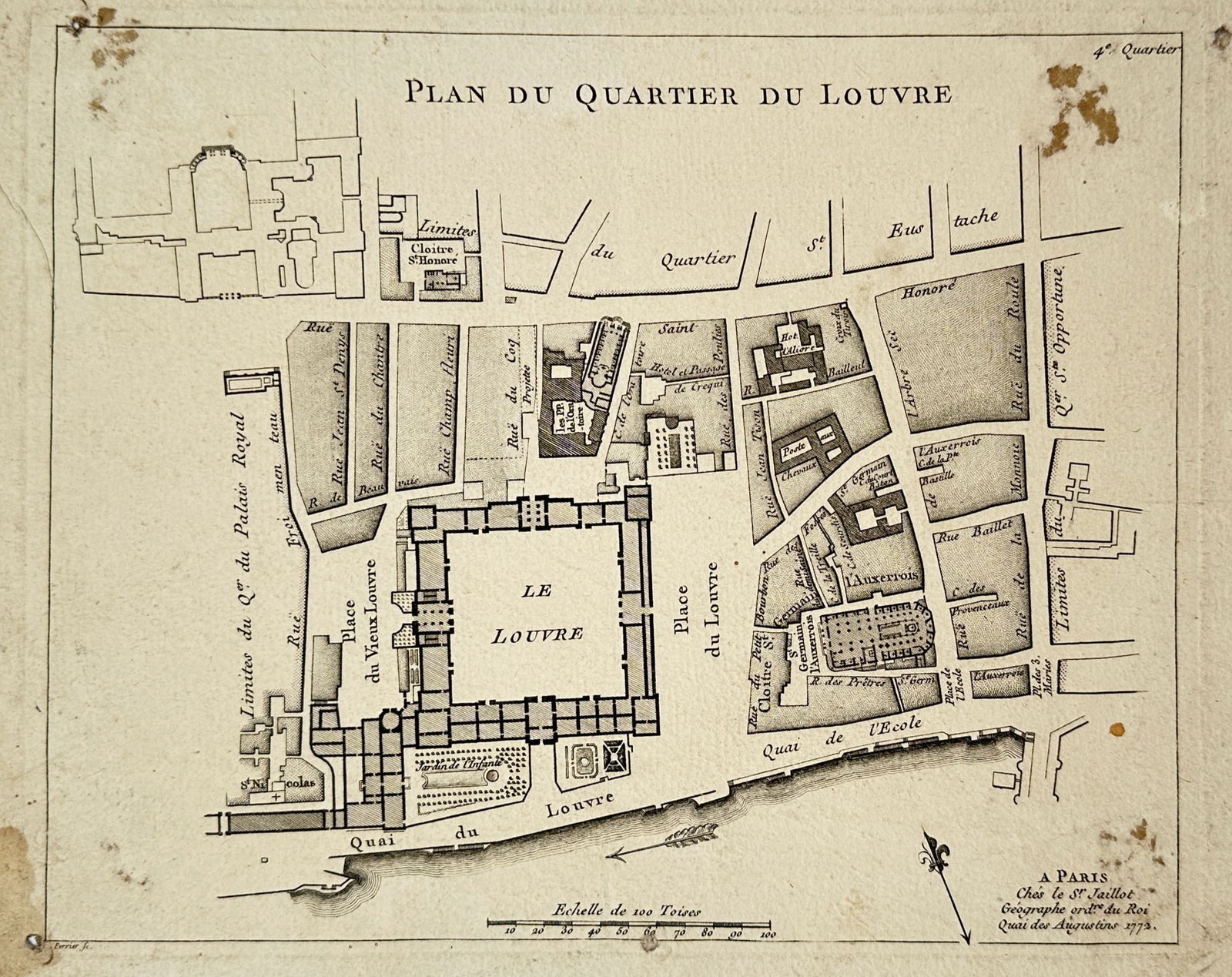 Jean-Baptiste-Michel Renou (1740–1807) – Plan of the Louvre Quarter – France (1 of 2)