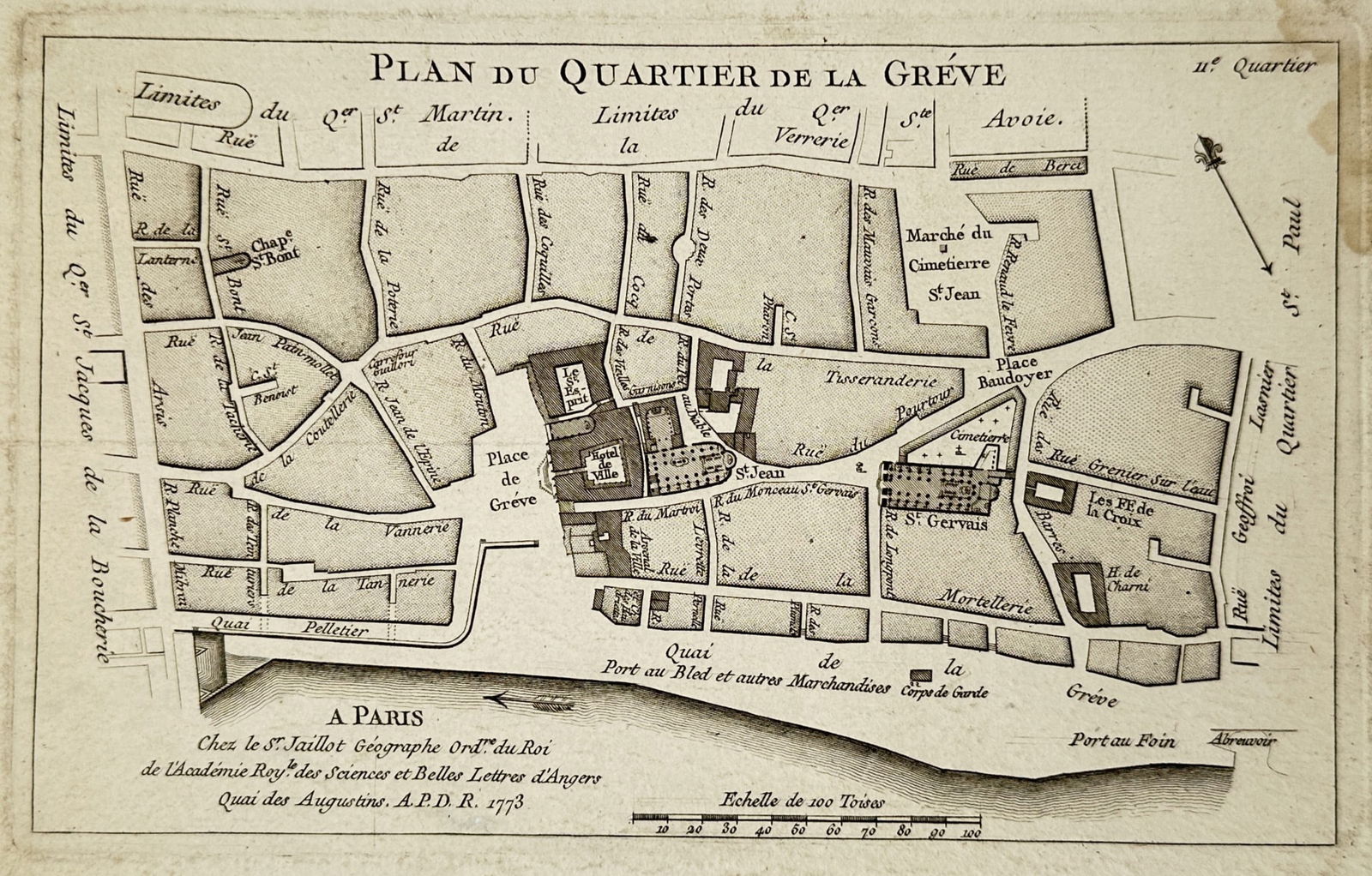 Jean-Baptiste-Michel Renou (1740–1807) – Plan of the Grève Quarter – France (1 of 2)