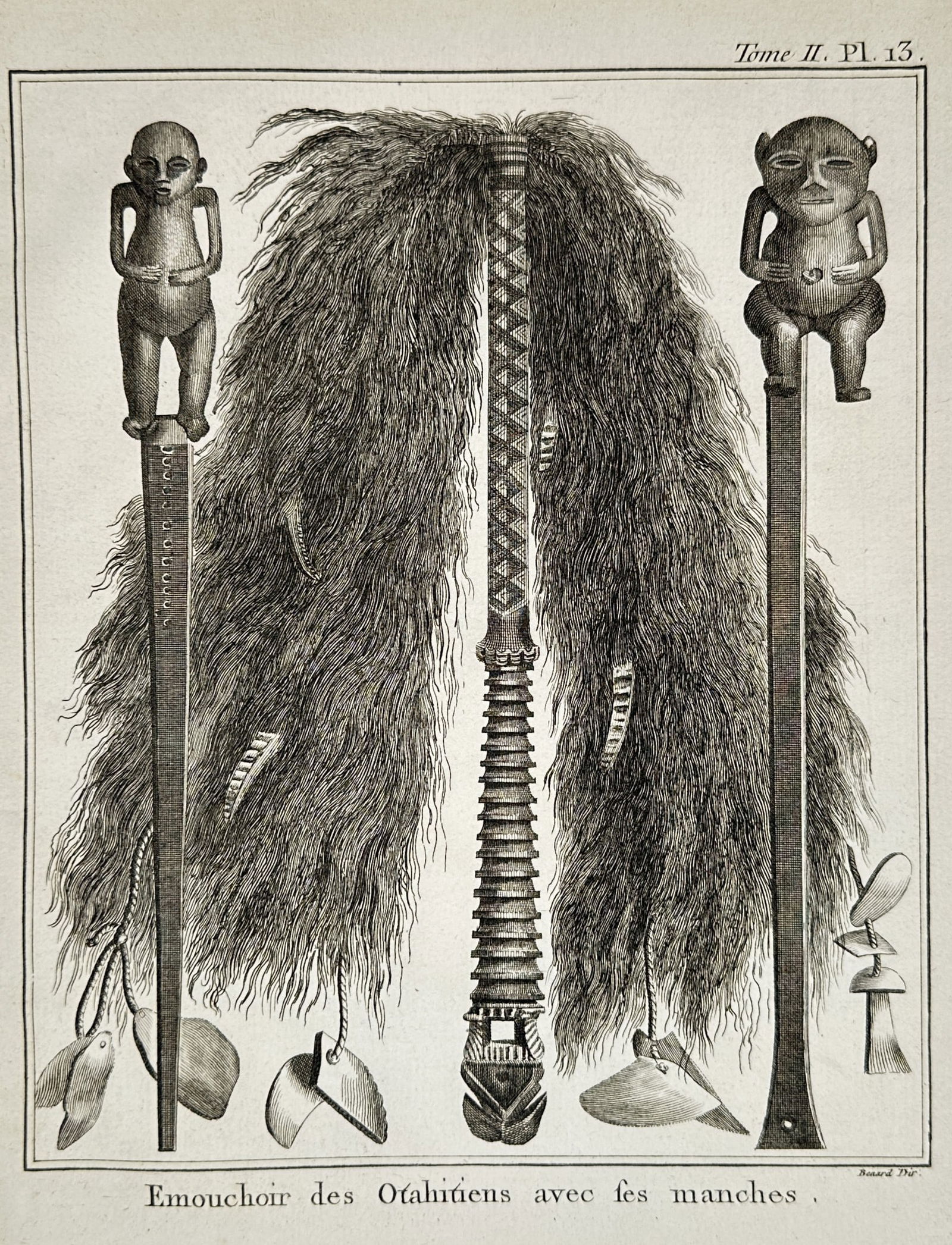 Robert Benard (1734–1777) – Fly-flaps of the Tahitians with their Handles – Etching (1774) (1 of 2)