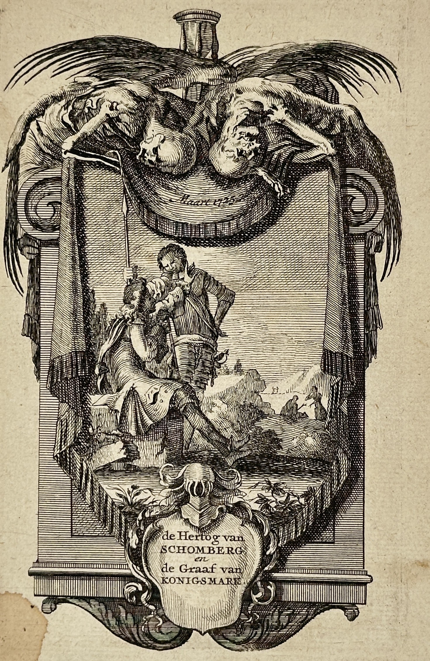 Jan Luyken (1649–1712) – The Deaths of Schomberg and Konigsmarck – Etching (17th Century) (1 of 2)