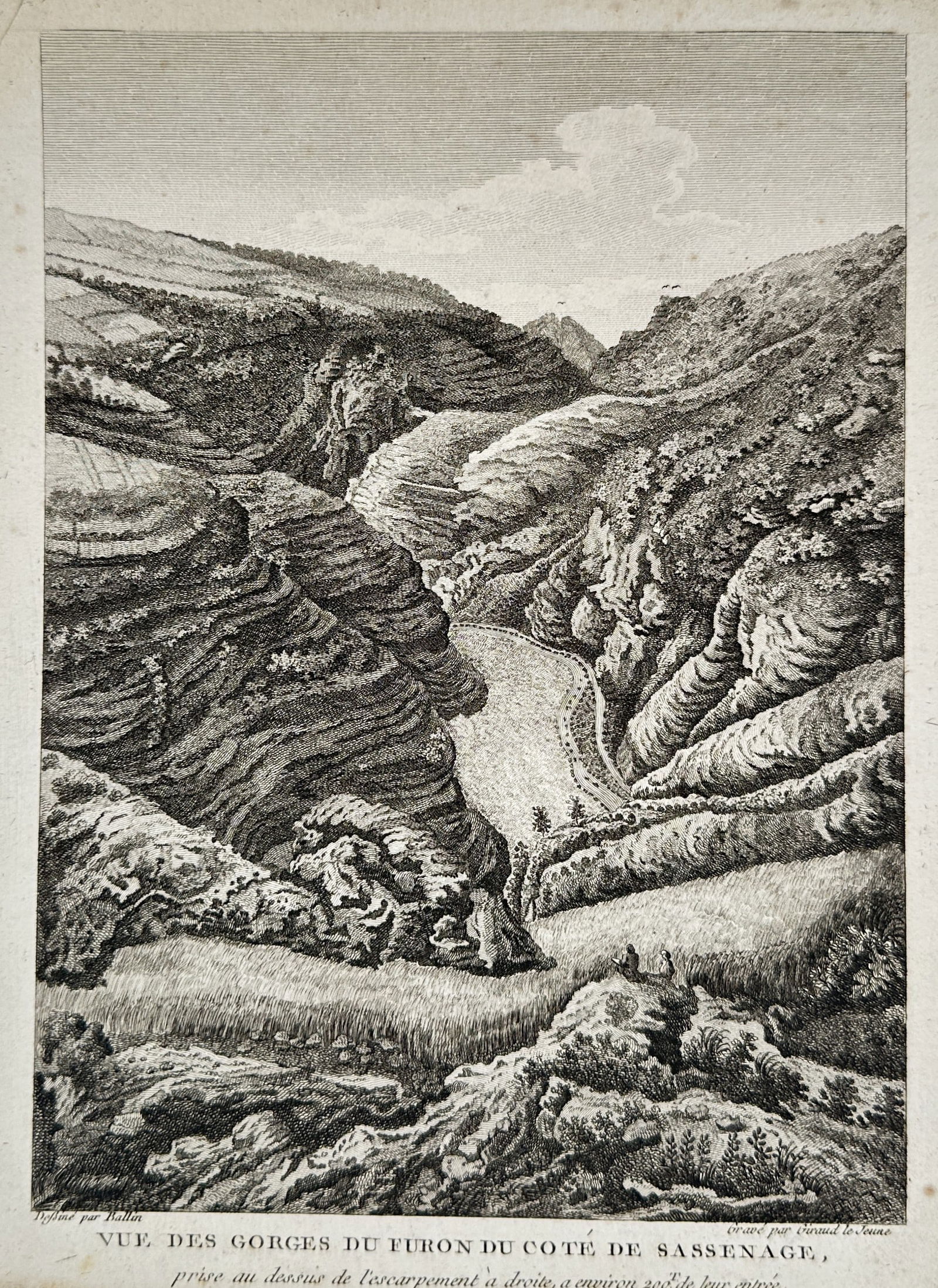 Jean-Baptiste Lallemand – View of the Furon Gorges near Sassenage – Etching (18th Century) (1 of 2)
