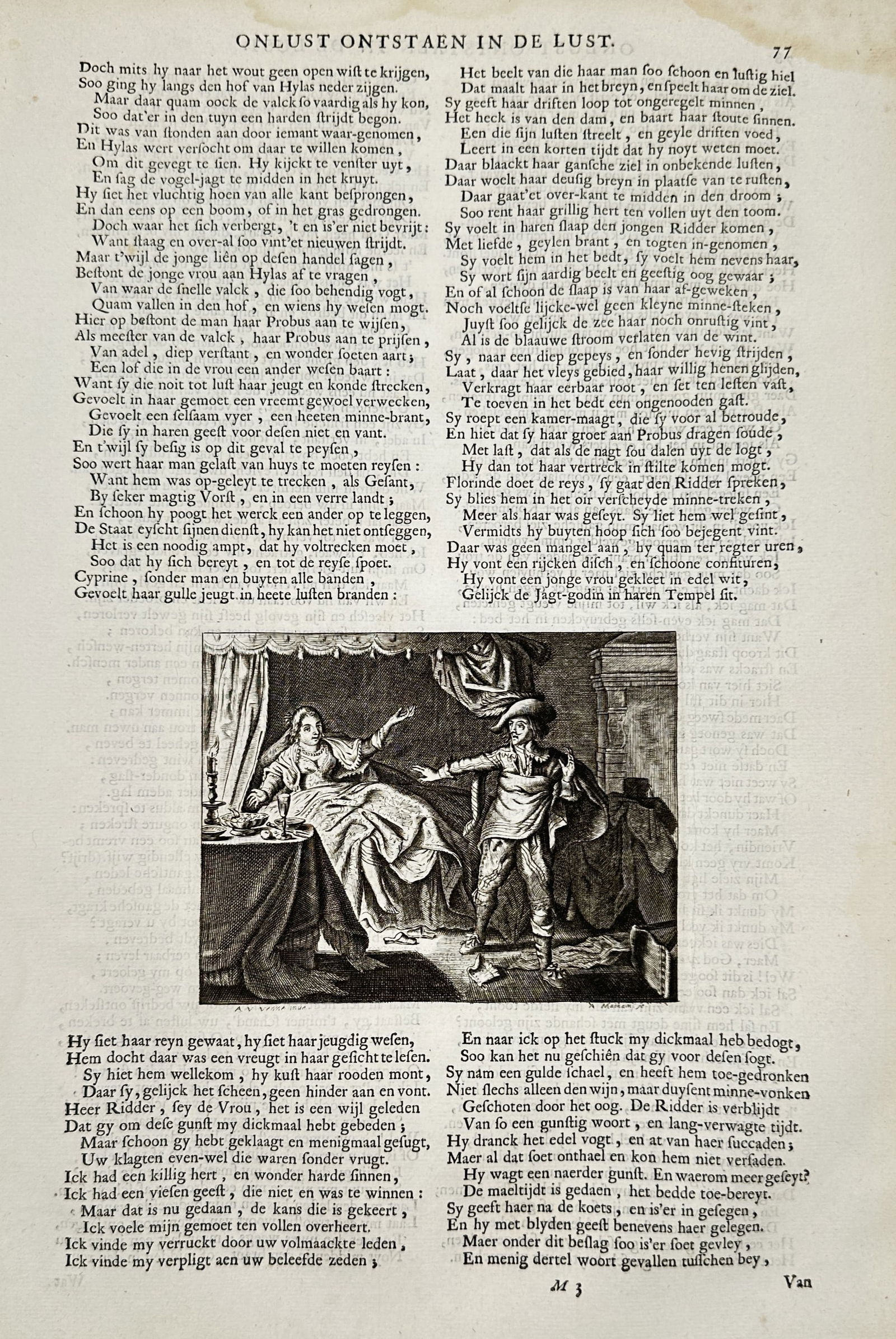 Jacob Cats (1577–1660) – Interior Scene with Figures – Etching (17th Century) (1 of 2)