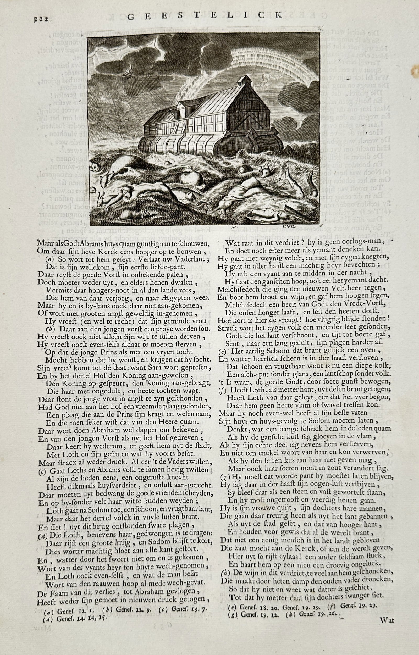 Jacob Cats (1577–1660) – Noah's Ark – Etching (17th Century) (1 of 2)