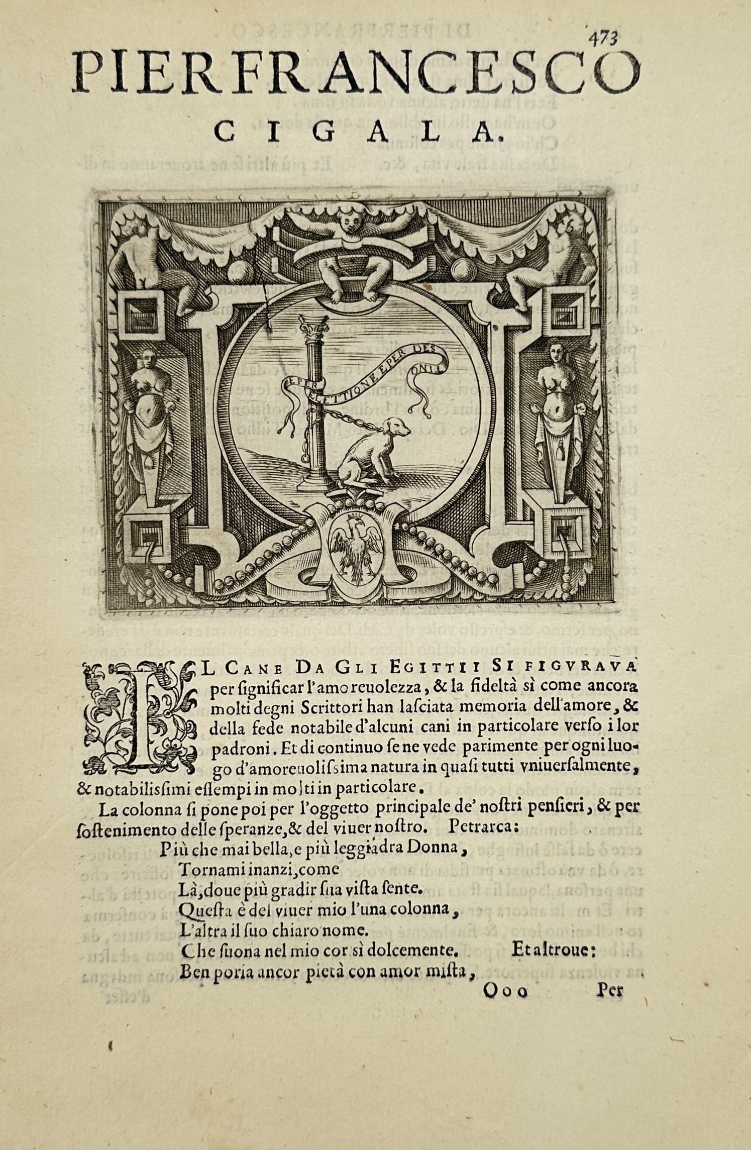 Girolamo Ruscelli (1504–1566) – Pier Francesco Cigala Emblem – Etching (16th Century) (1 of 2)