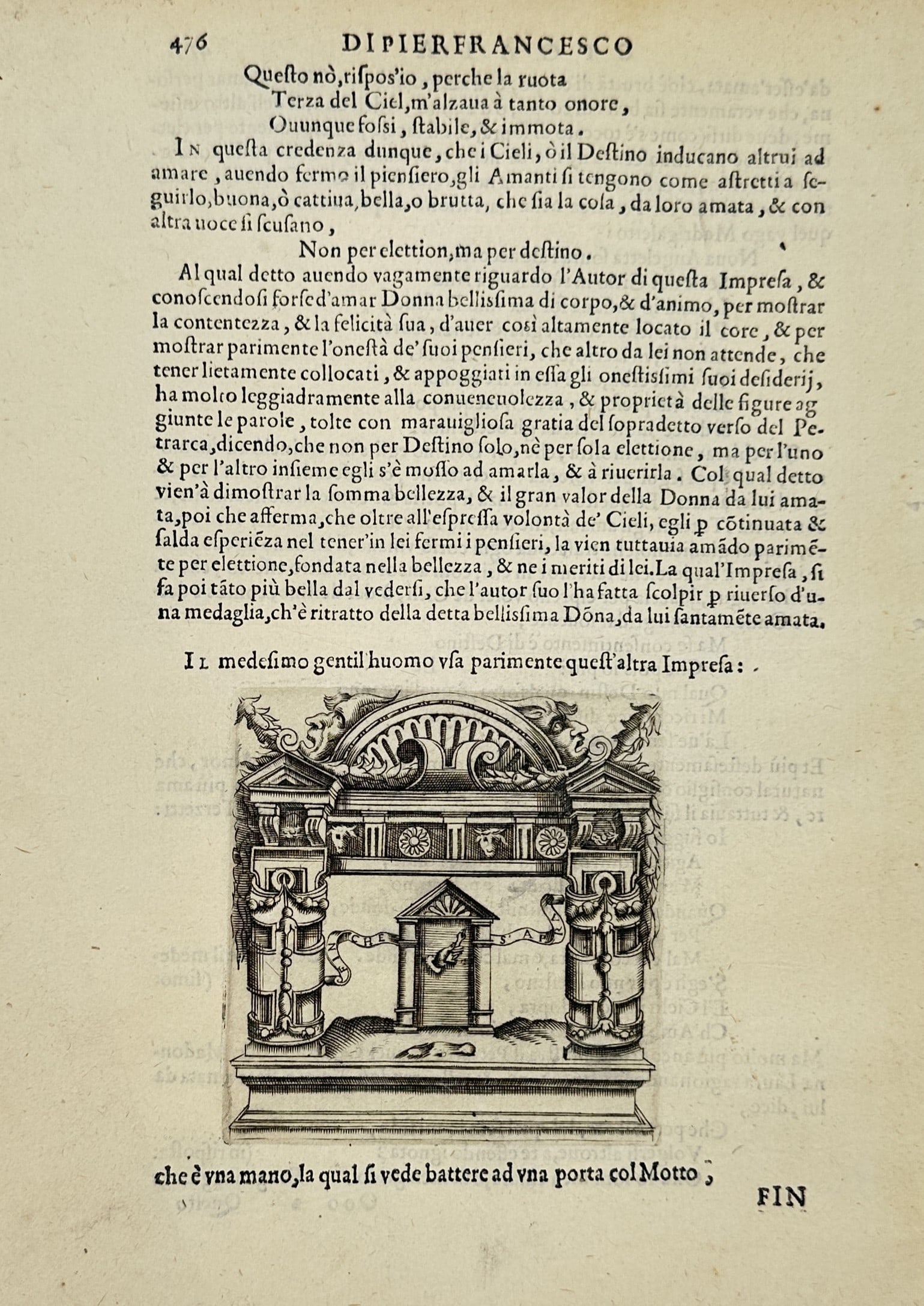 Girolamo Ruscelli (1504–1566) – Pier Francesco Cigala Hand Emblem – Etching (16th Century) (1 of 2)